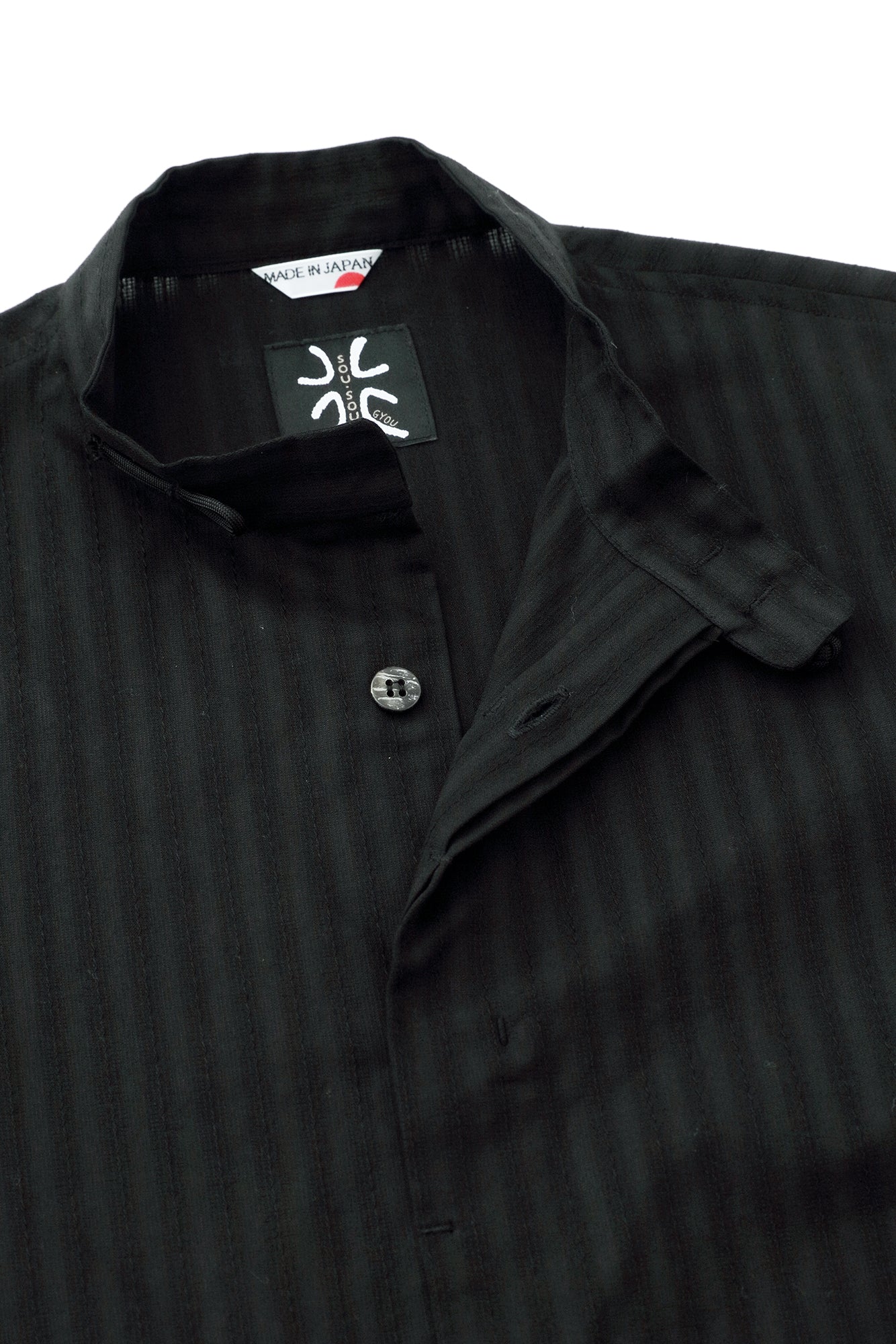 絡み織(からみおり) 円領長襯衣(えんりょうながしんい)/濡羽色(ぬればいろ)