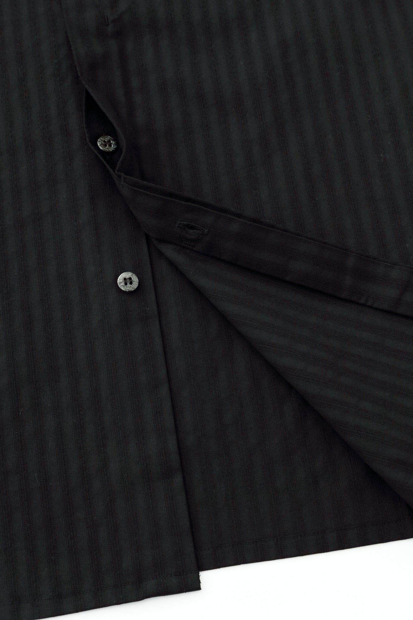 絡み織(からみおり) 円領長襯衣(えんりょうながしんい)/濡羽色(ぬればいろ)