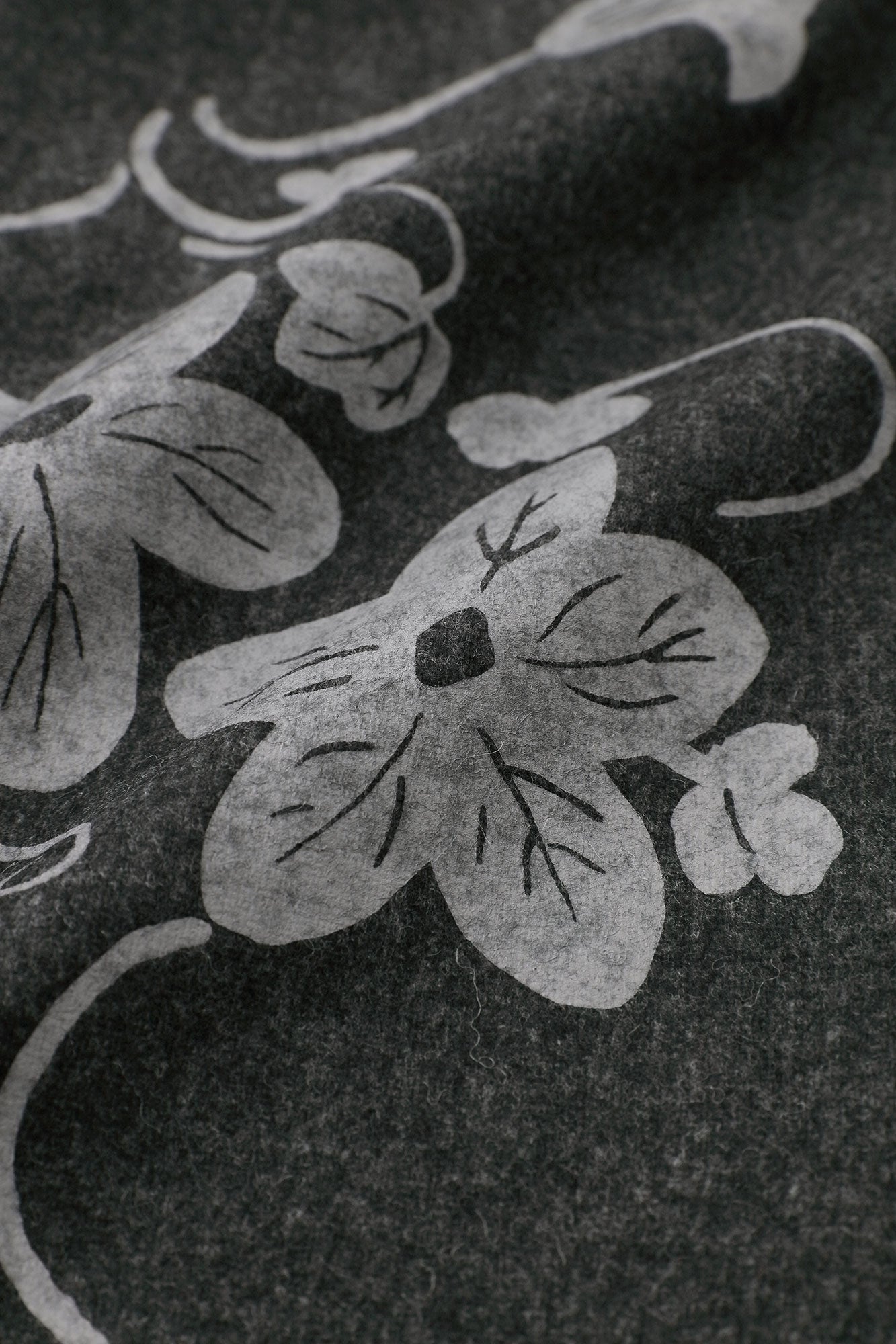 Wool Flannel Kimono Dress / Graceful Dark Ink Black