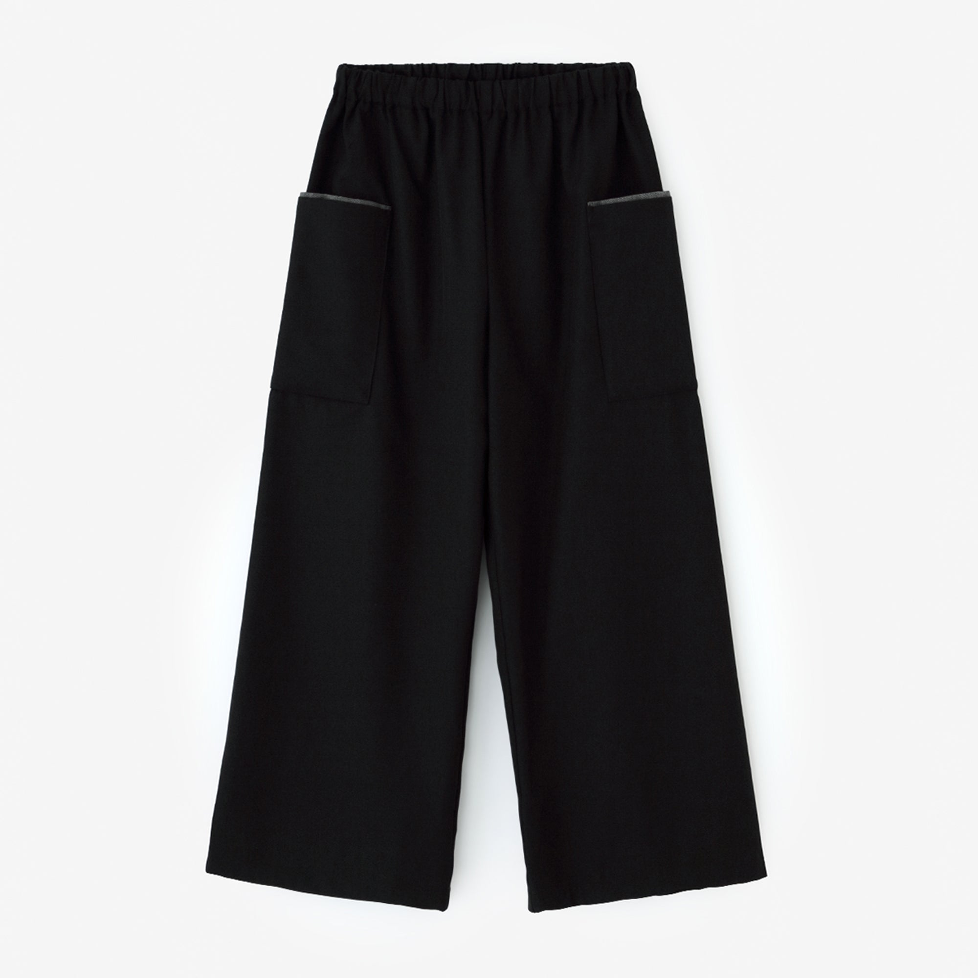 Cotton-wool Twill Weave Square Pockets Monpe Pants / Black Blue