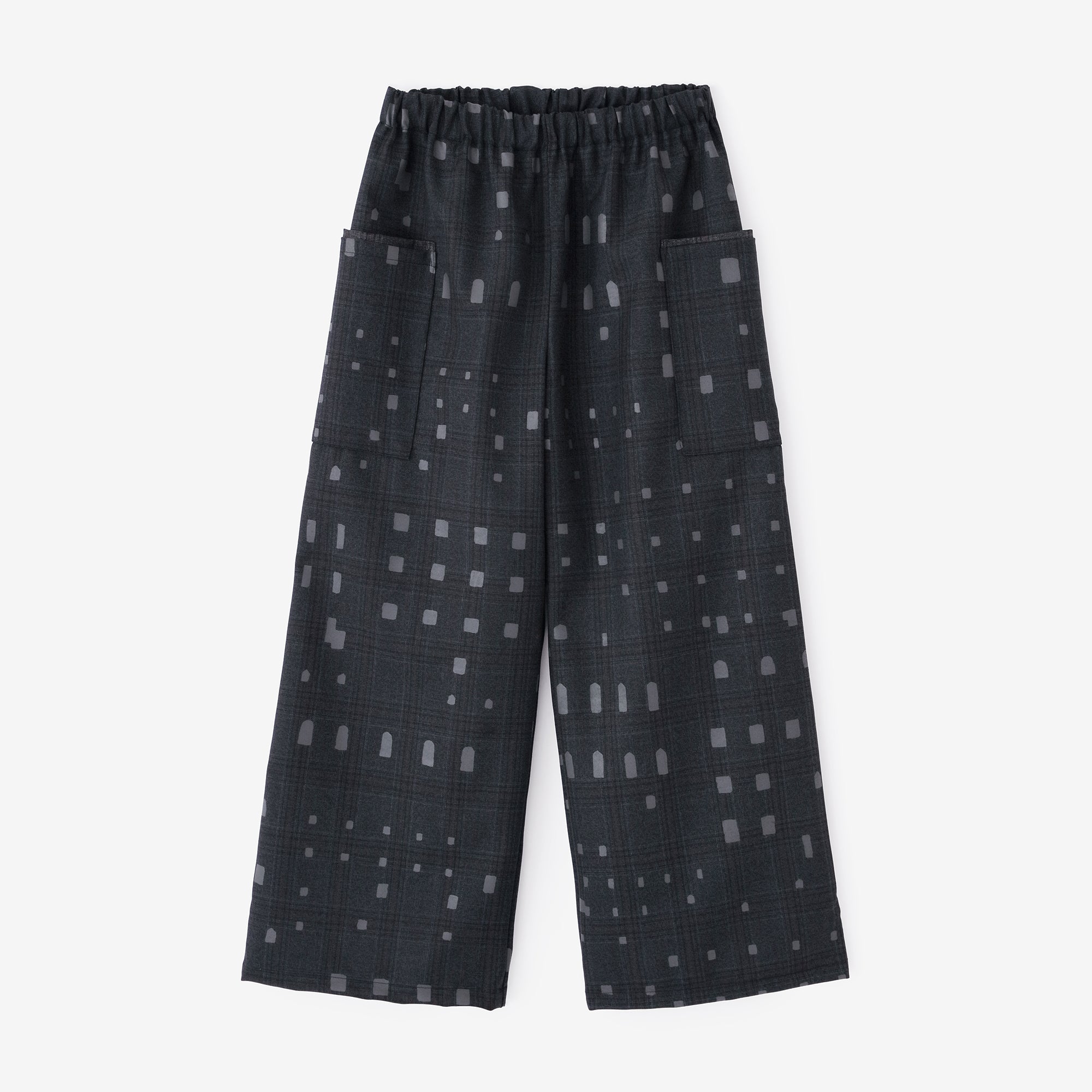 Combed Yarn Lattice Weave Square Pockets Monpe Pants / Window Dark Blue