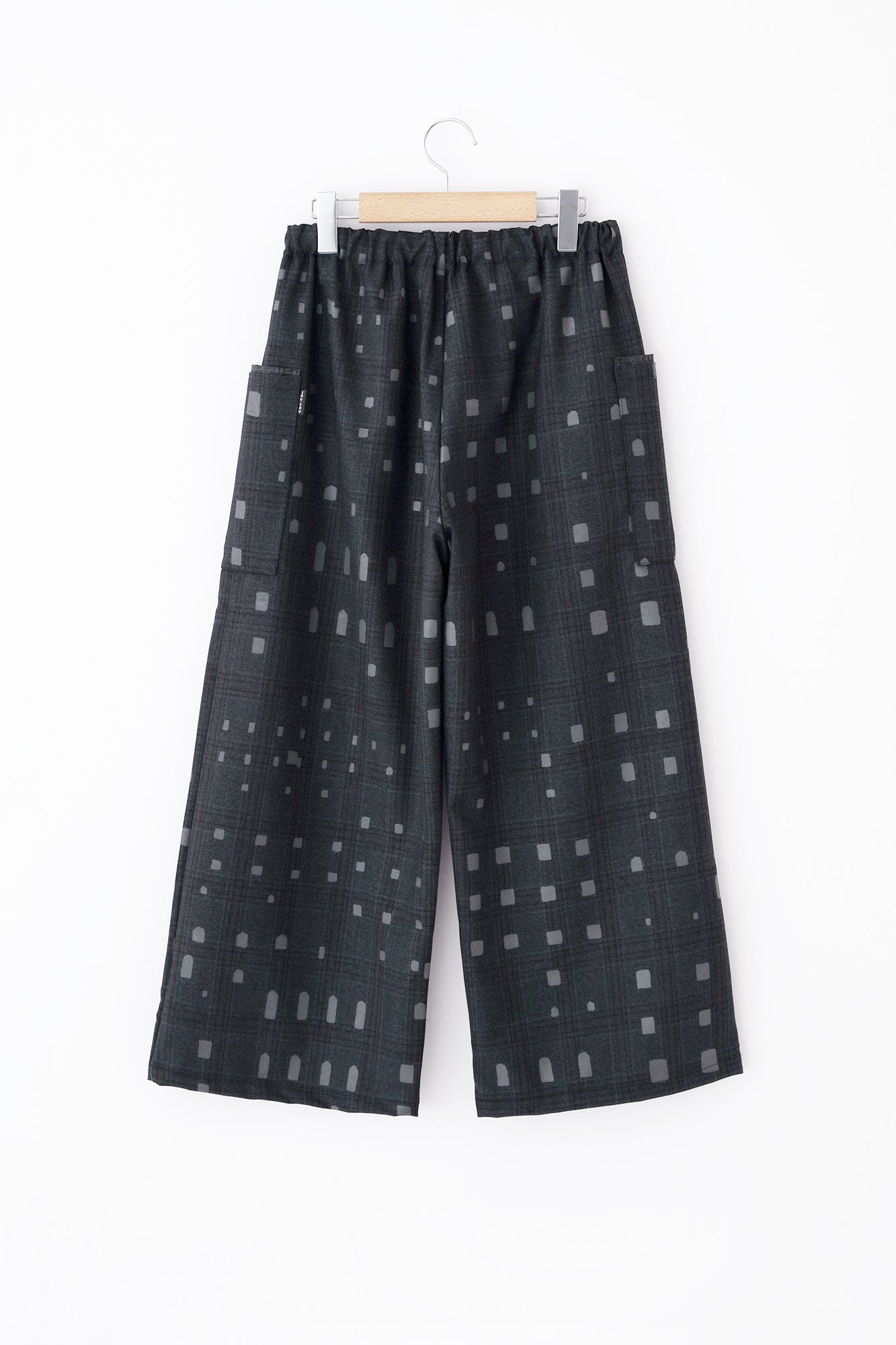 Combed Yarn Lattice Weave Square Pockets Monpe Pants / Window Dark Blue