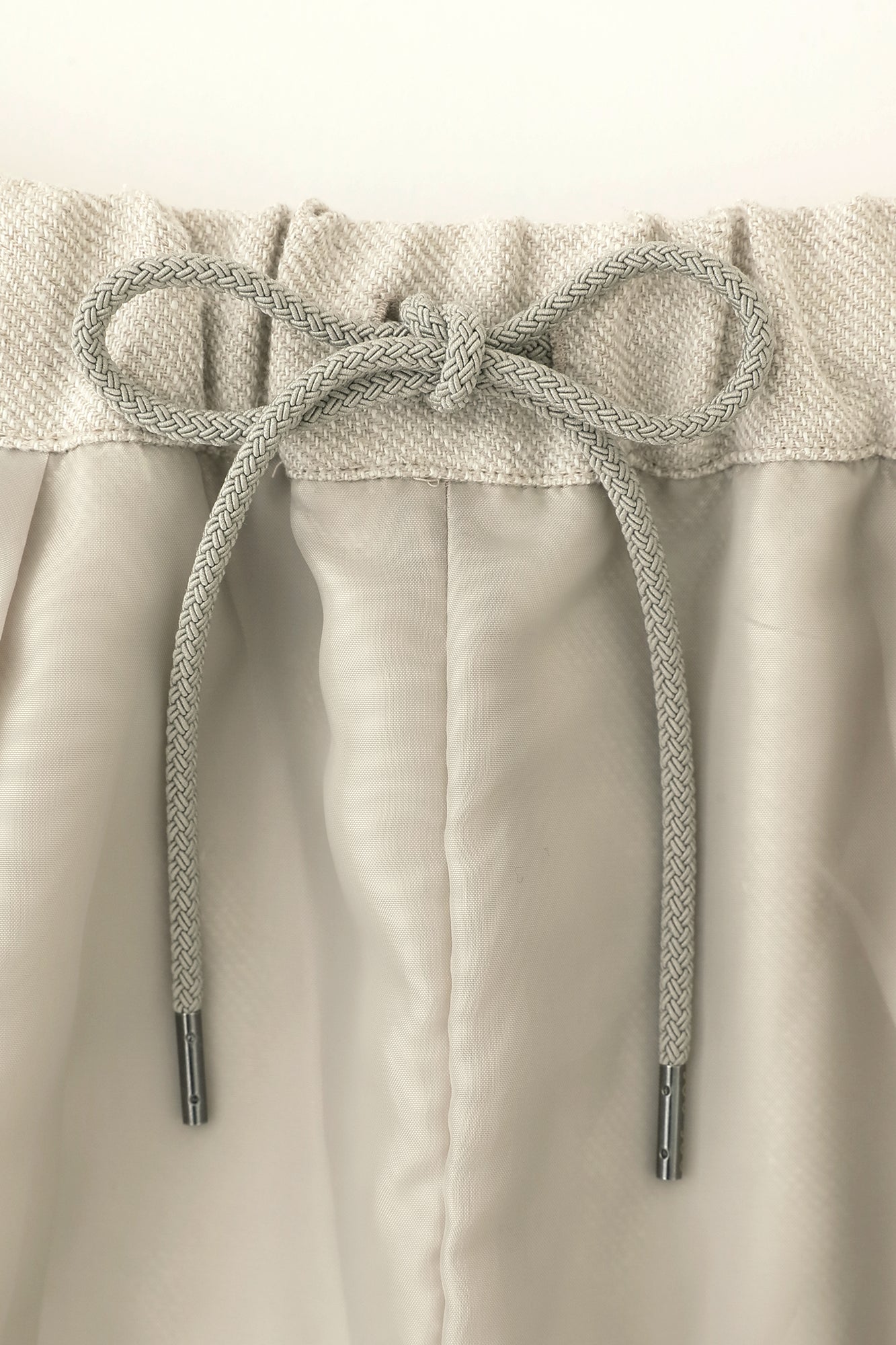 麻絹毛混 二褶 細腿褲/象牙白