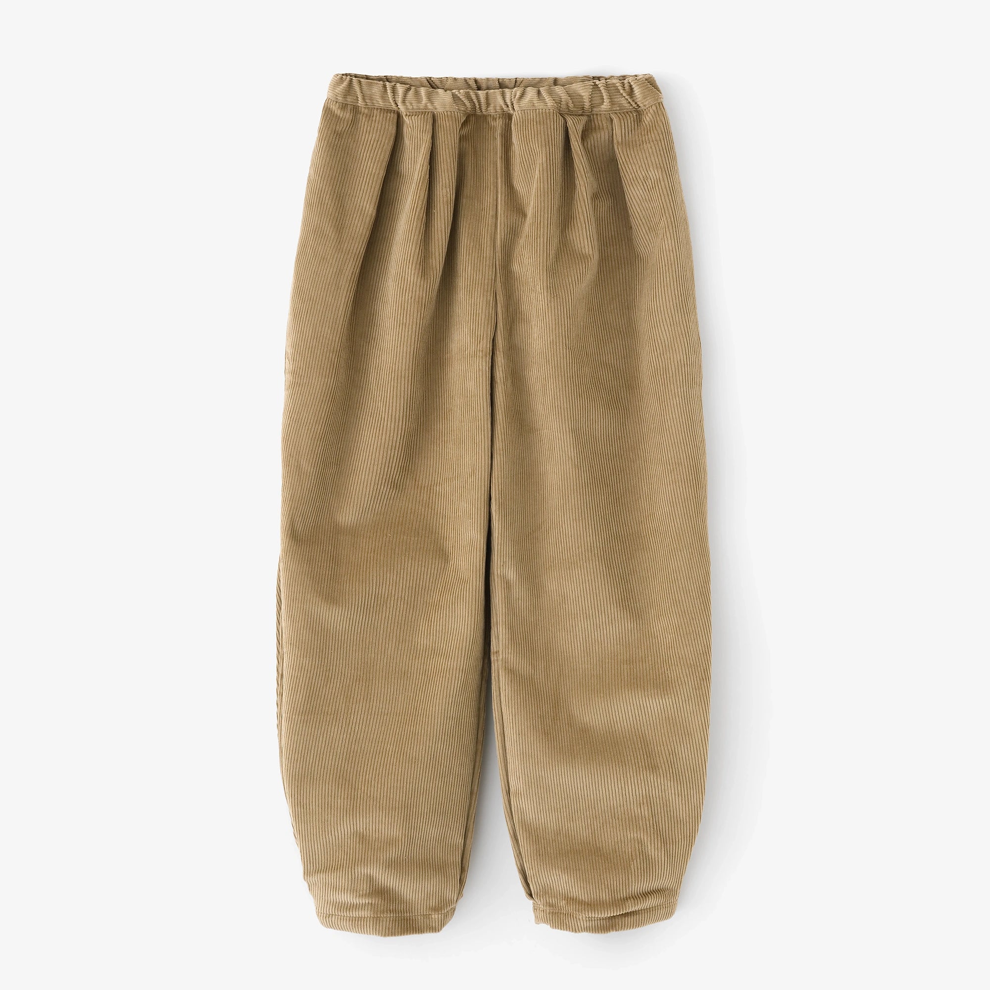 燈芯絨 畝 二褶 闊腿褲 蕾/榛果色