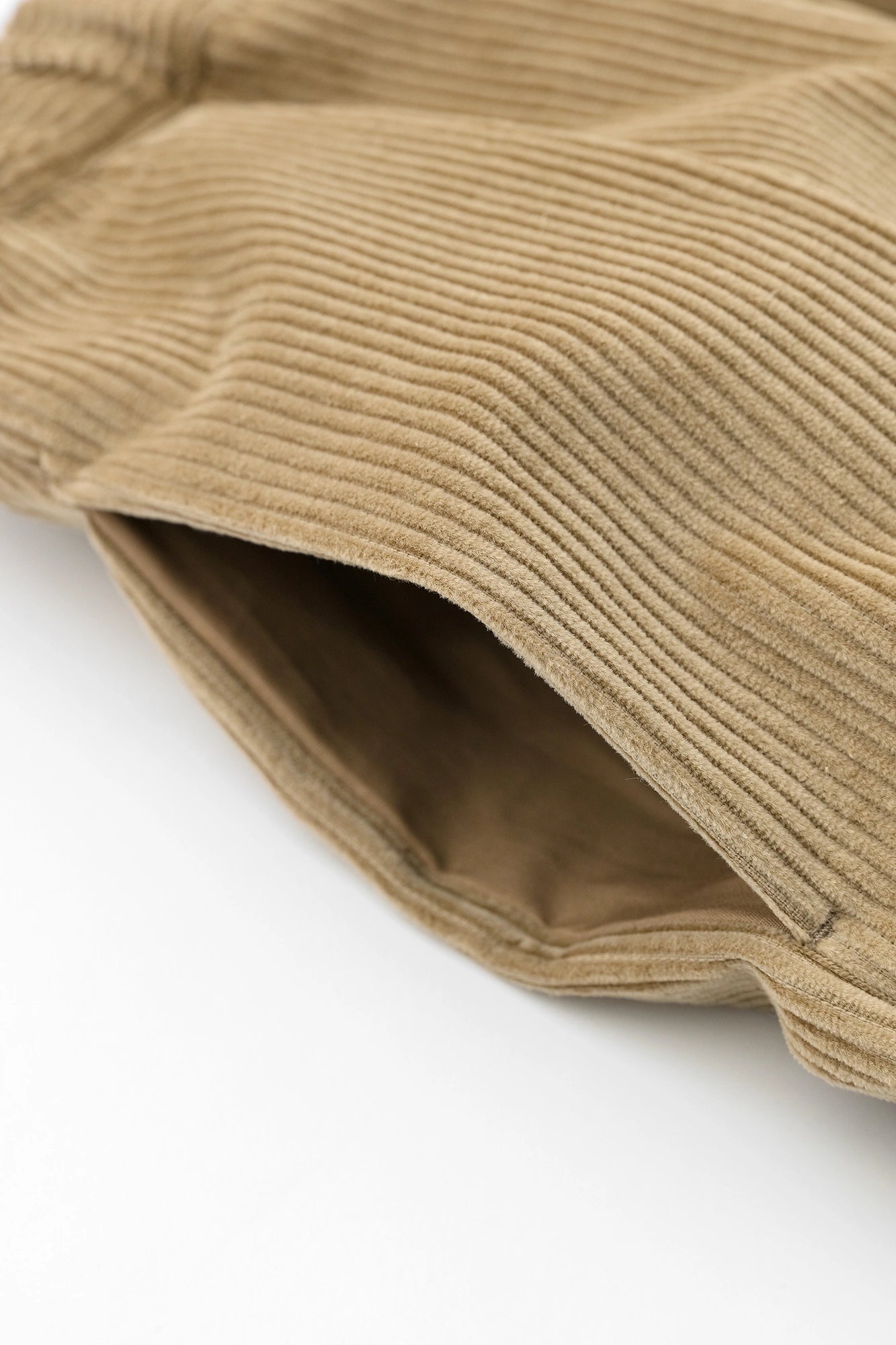 燈芯絨 畝 二褶 闊腿褲 蕾/榛果色