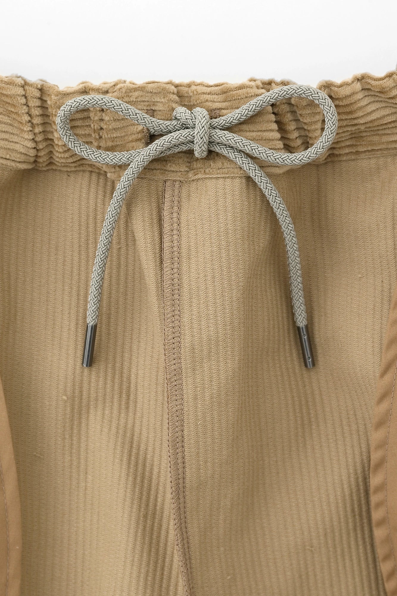 燈芯絨 畝 二褶 闊腿褲 蕾/榛果色