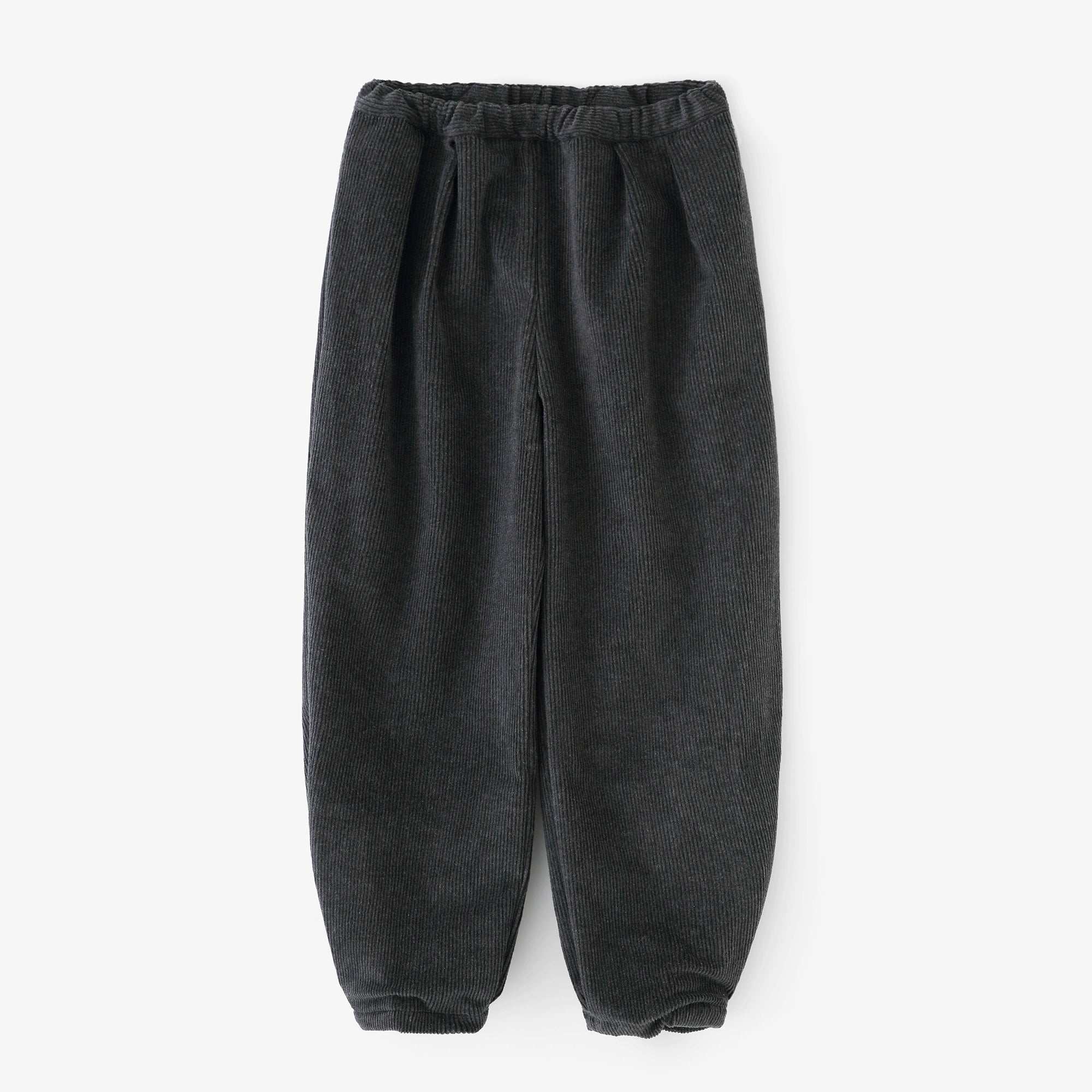 燈芯絨 畝 二褶 闊腿褲 蕾/灰墨色