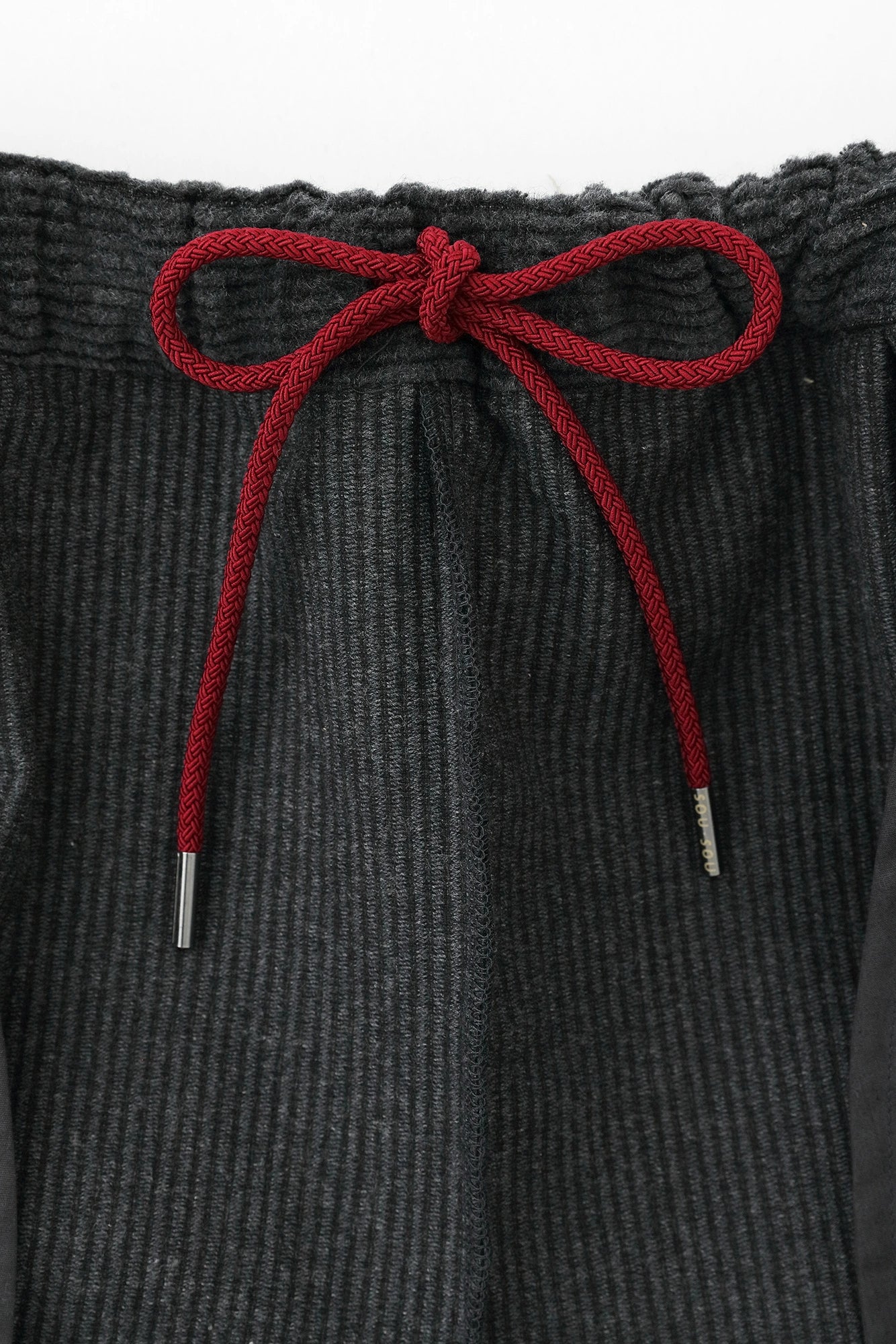 燈芯絨 畝 二褶 闊腿褲 蕾/灰墨色