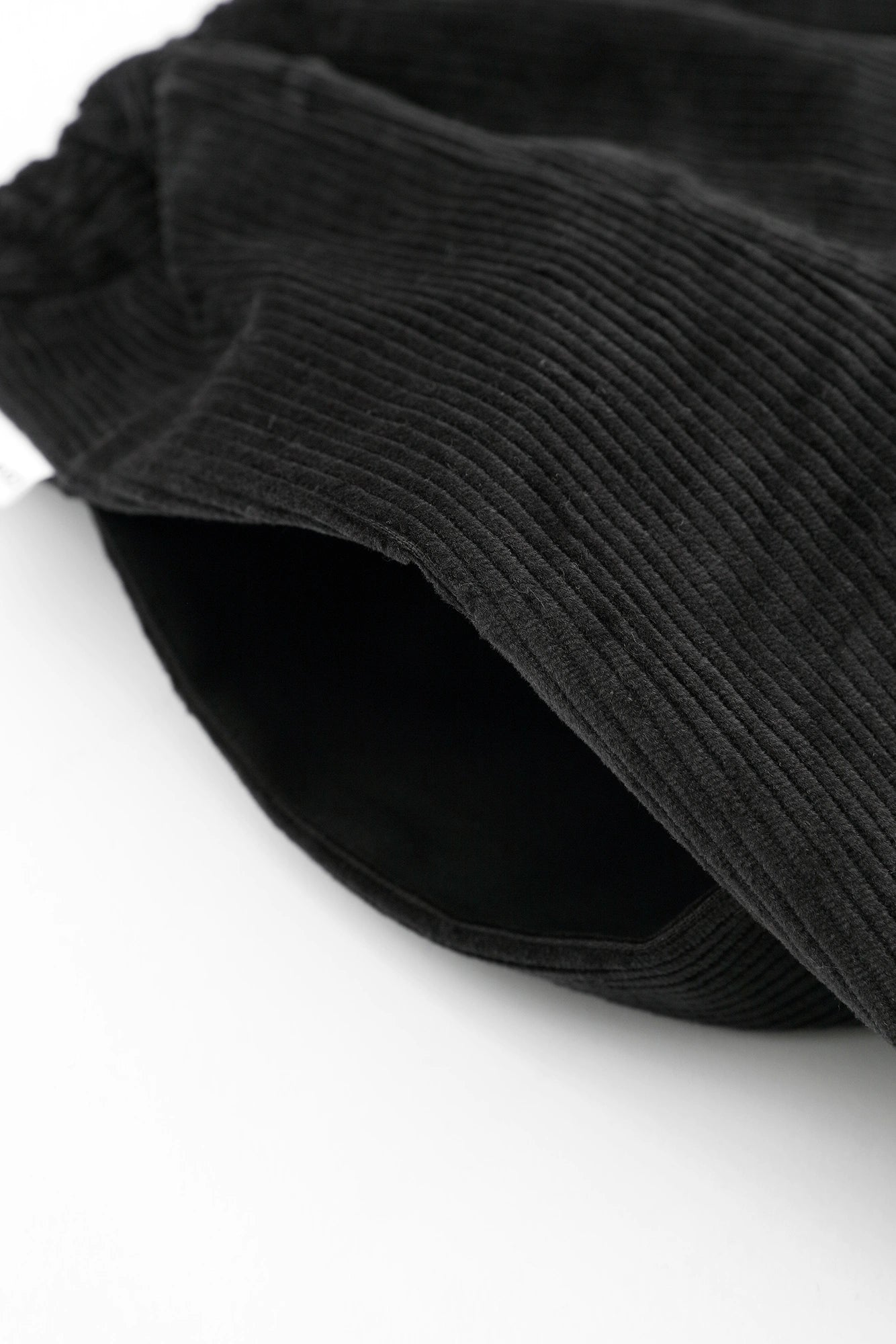 燈芯絨 畝 二褶 闊腿褲 蕾/黑色