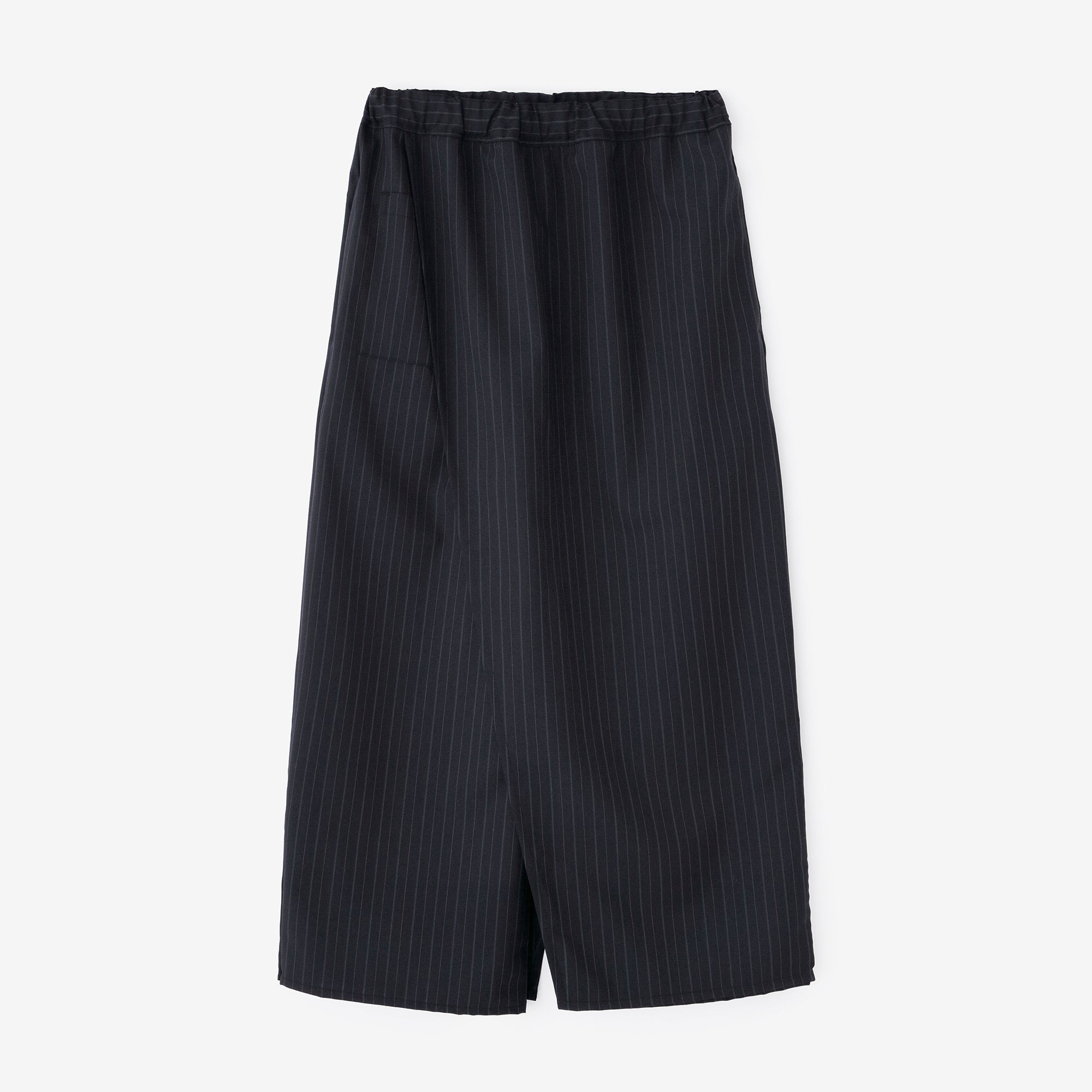 Combed Yarn Striped Wrap Hakama Pants / Dark Navy
