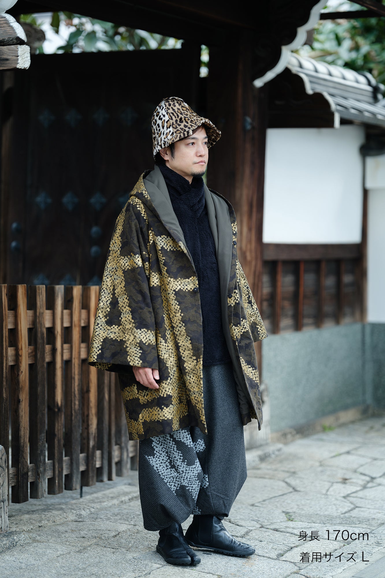 棉毛格子織 富士(飛鼠褲)/深灰×五花大綁