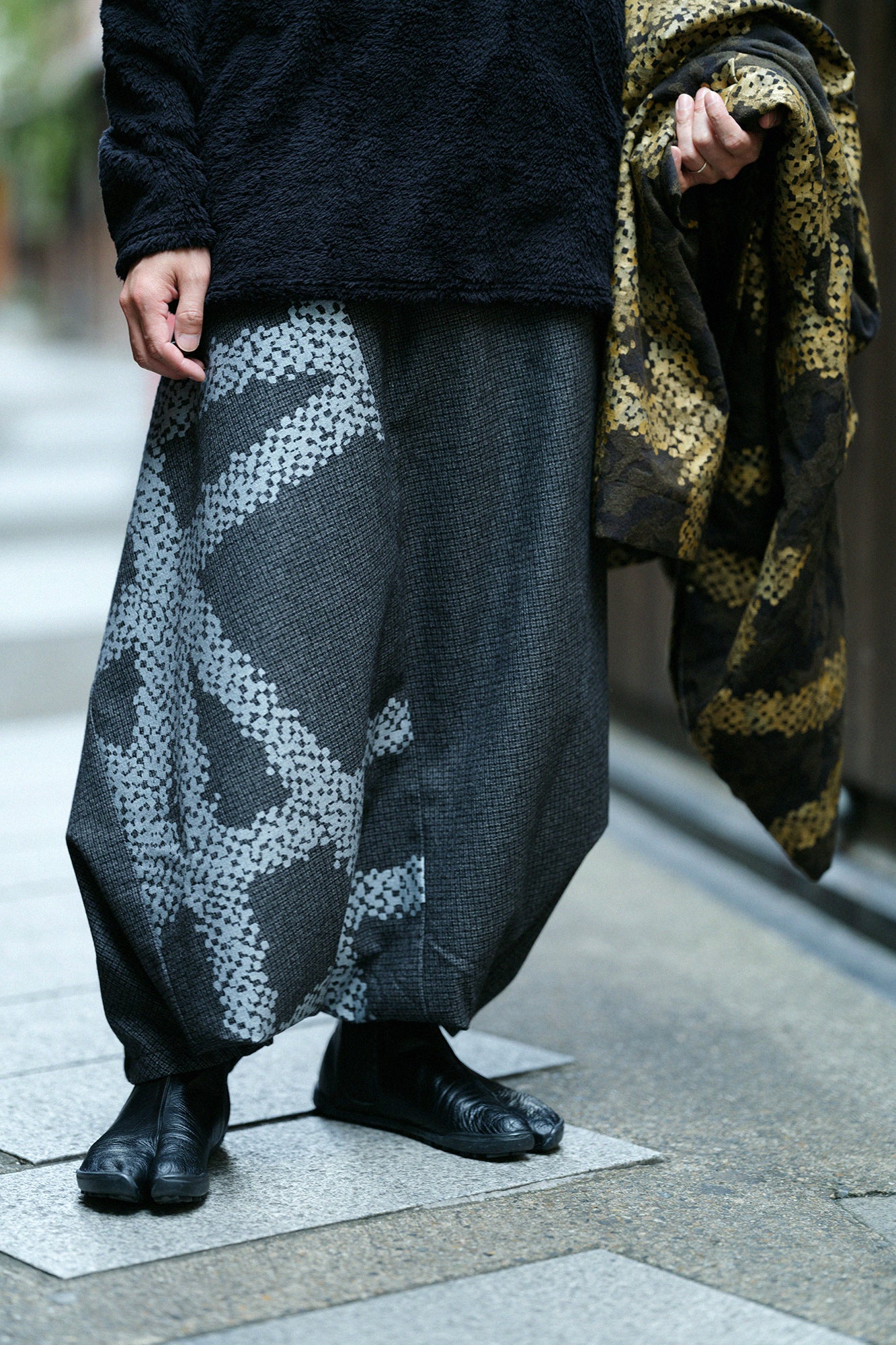 棉毛格子織 富士(飛鼠褲)/深灰×五花大綁