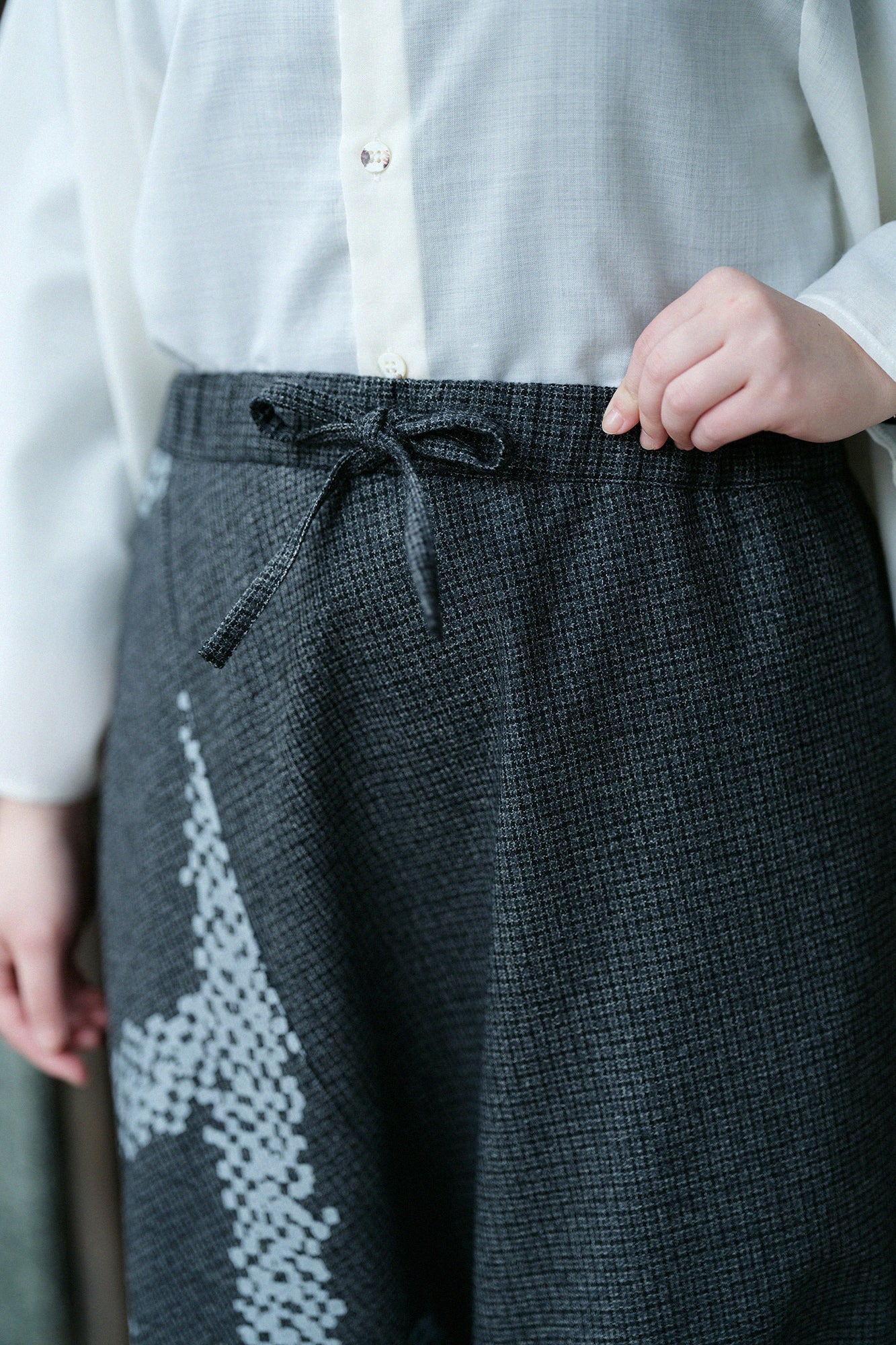 棉毛格子織 富士(飛鼠褲)/深灰×五花大綁