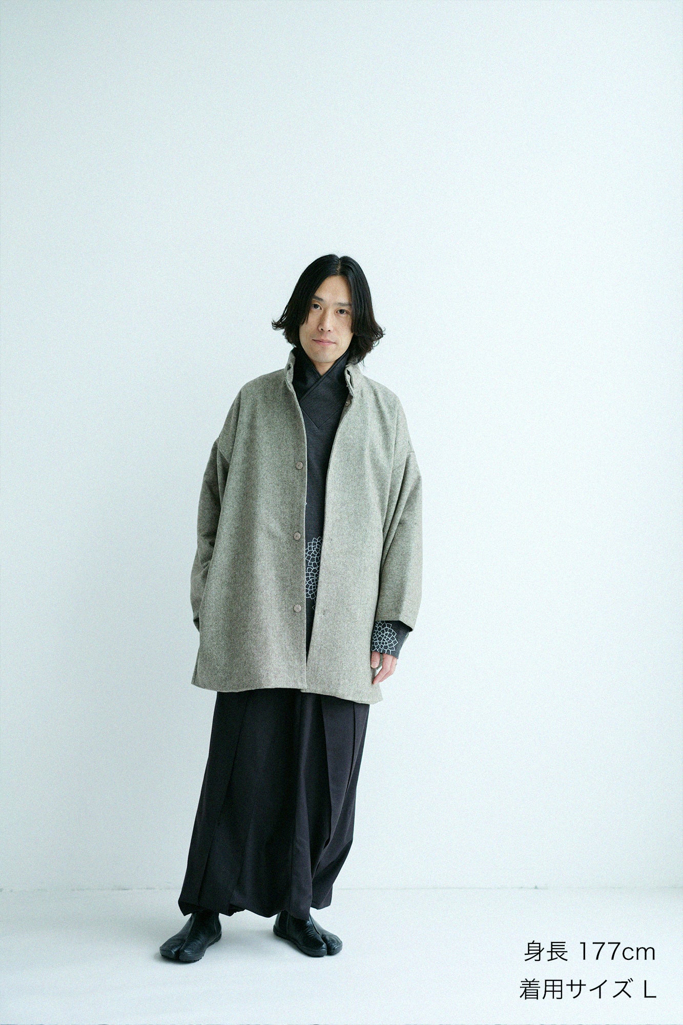 Super 100's Wool Hakama Fuji Pants / Black Oak Color