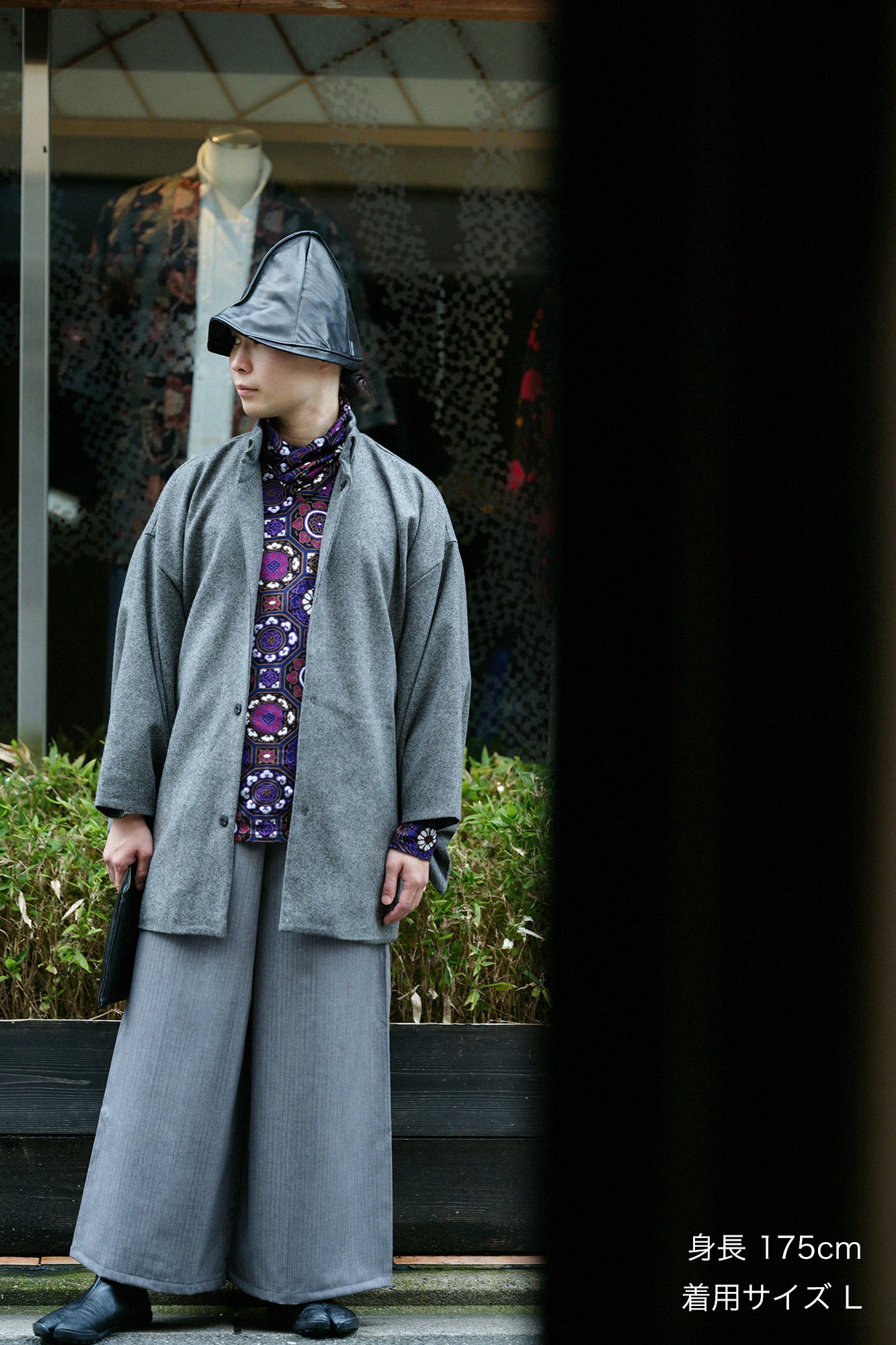 Combed Yarn Striped Wide-legged Pants / Heather Dark Grey