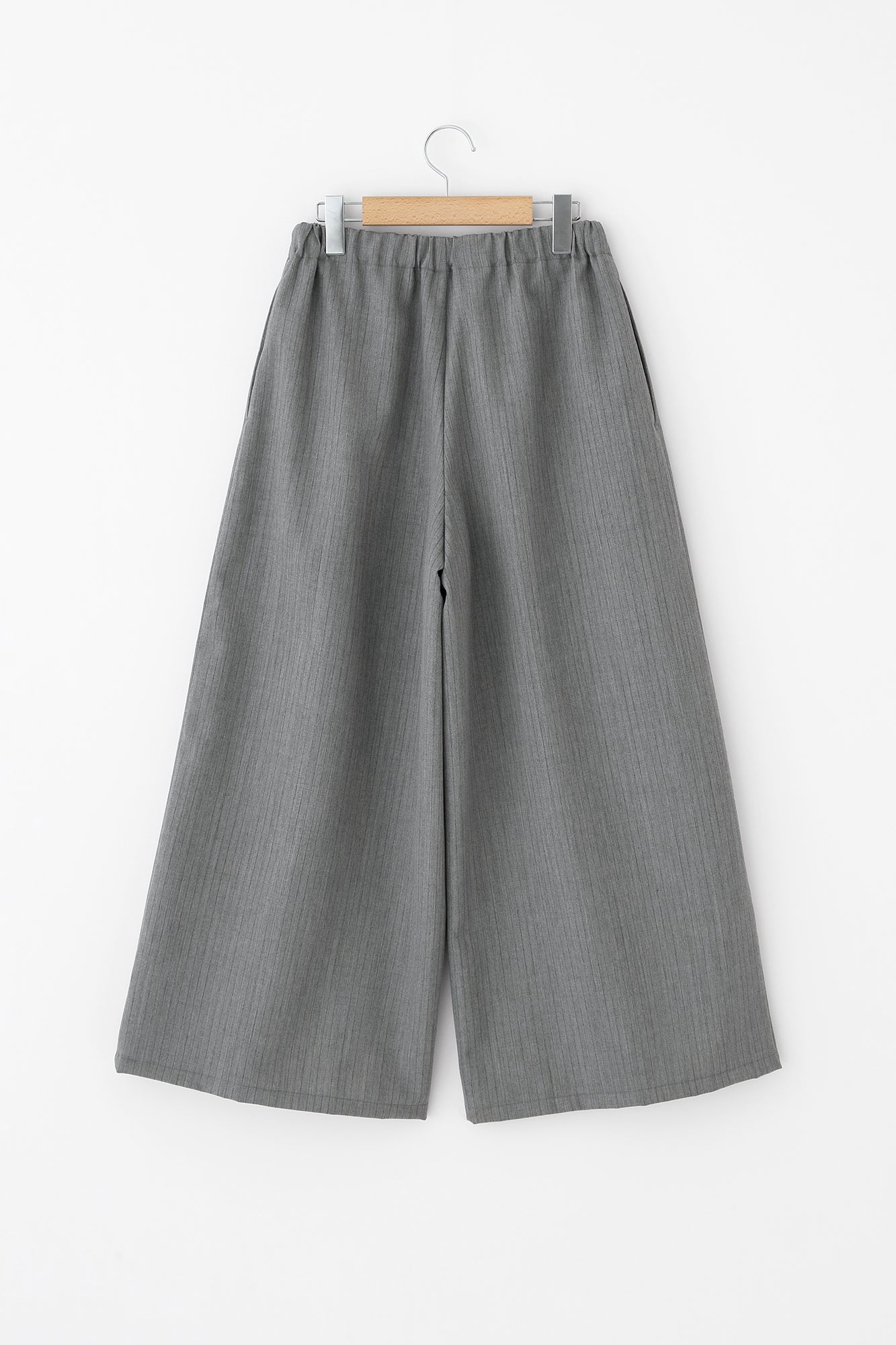 Combed Yarn Striped Wide-legged Pants / Heather Dark Grey