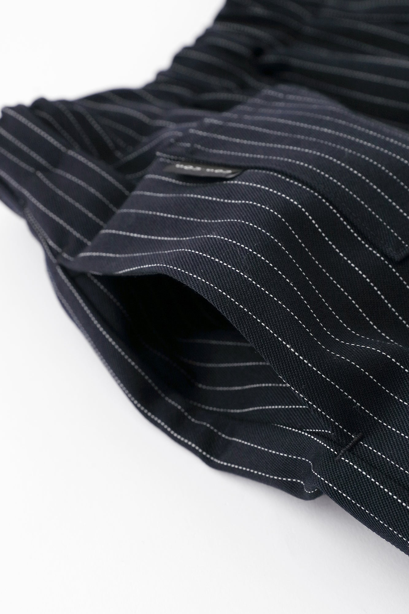 梳毛條紋 闊腿褲/暗藍色