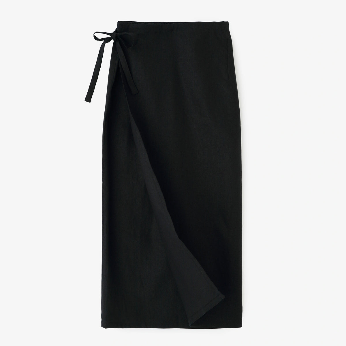 Linen Wrap Skirt / Black