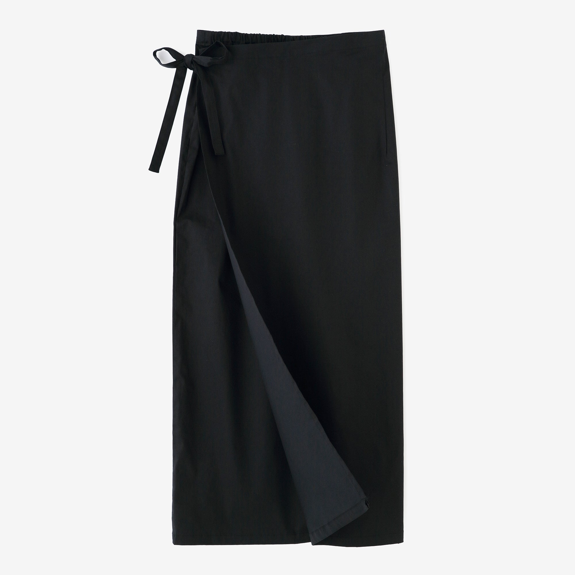 Shin Cotton Linen Blended Ratine Weave Wrap Skirt/Black