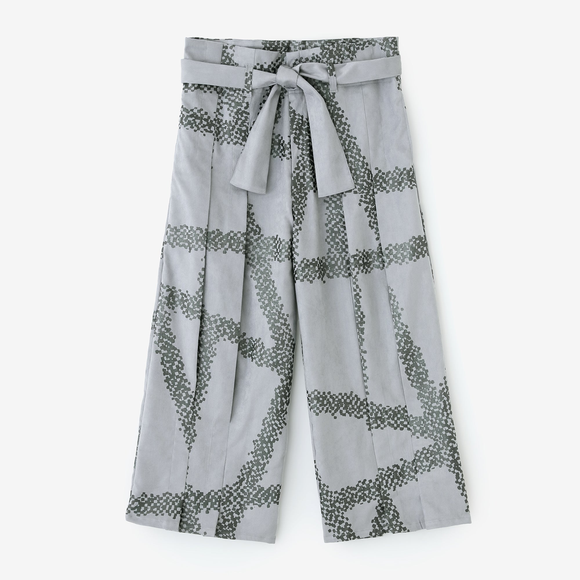 仿麂皮 袴形褲/五花大綁 銀灰色