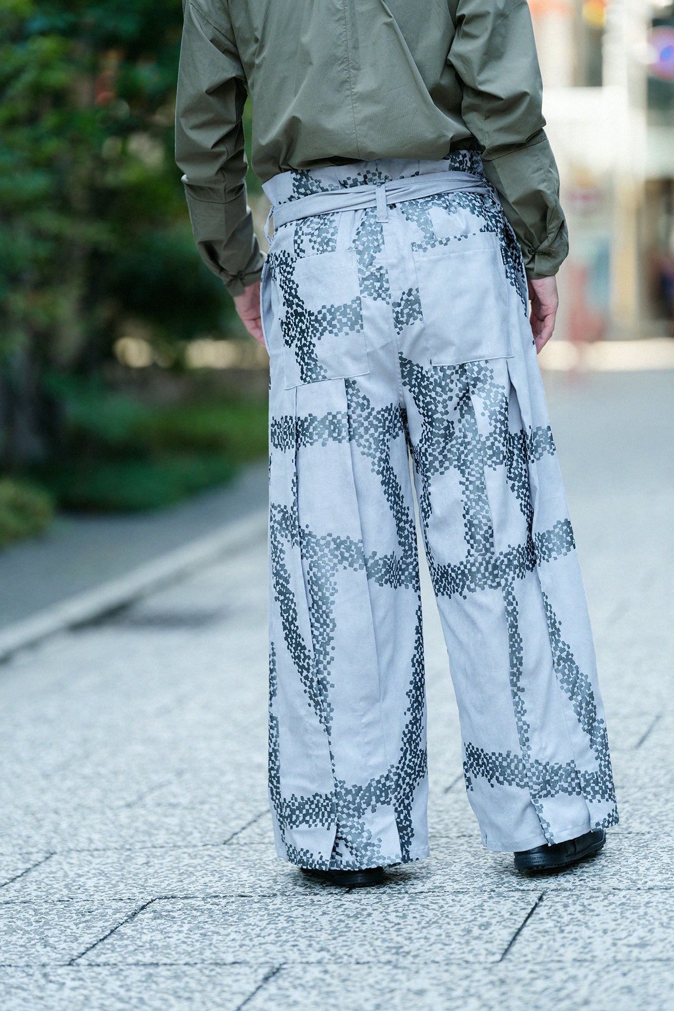 仿麂皮 袴形褲/五花大綁 銀灰色