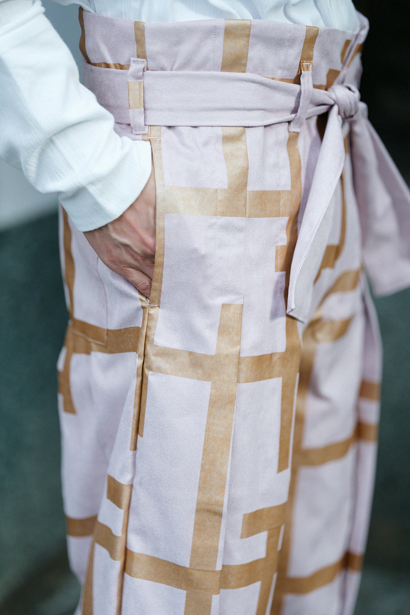 仿麂皮 袴形褲/欄柵 粉膚色