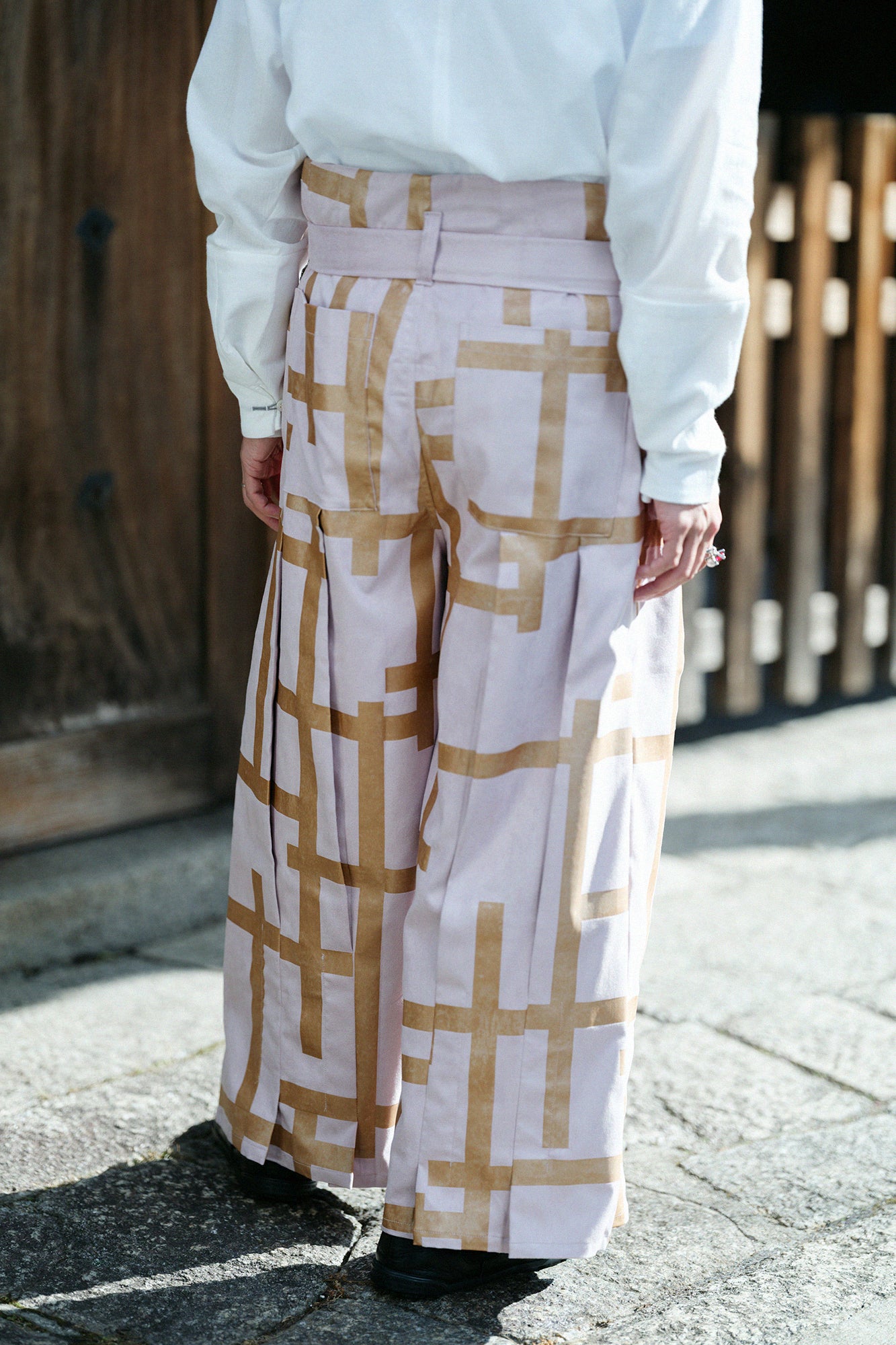 仿麂皮 袴形褲/欄柵 粉膚色