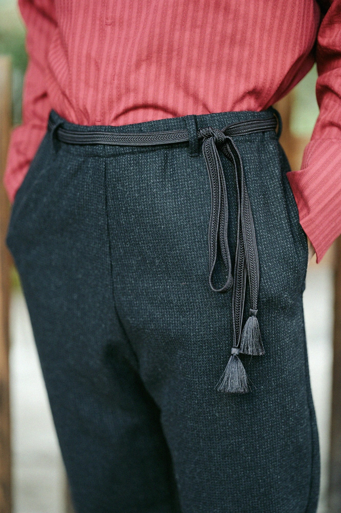 尾州杉綾織 雪袴/濃墨色