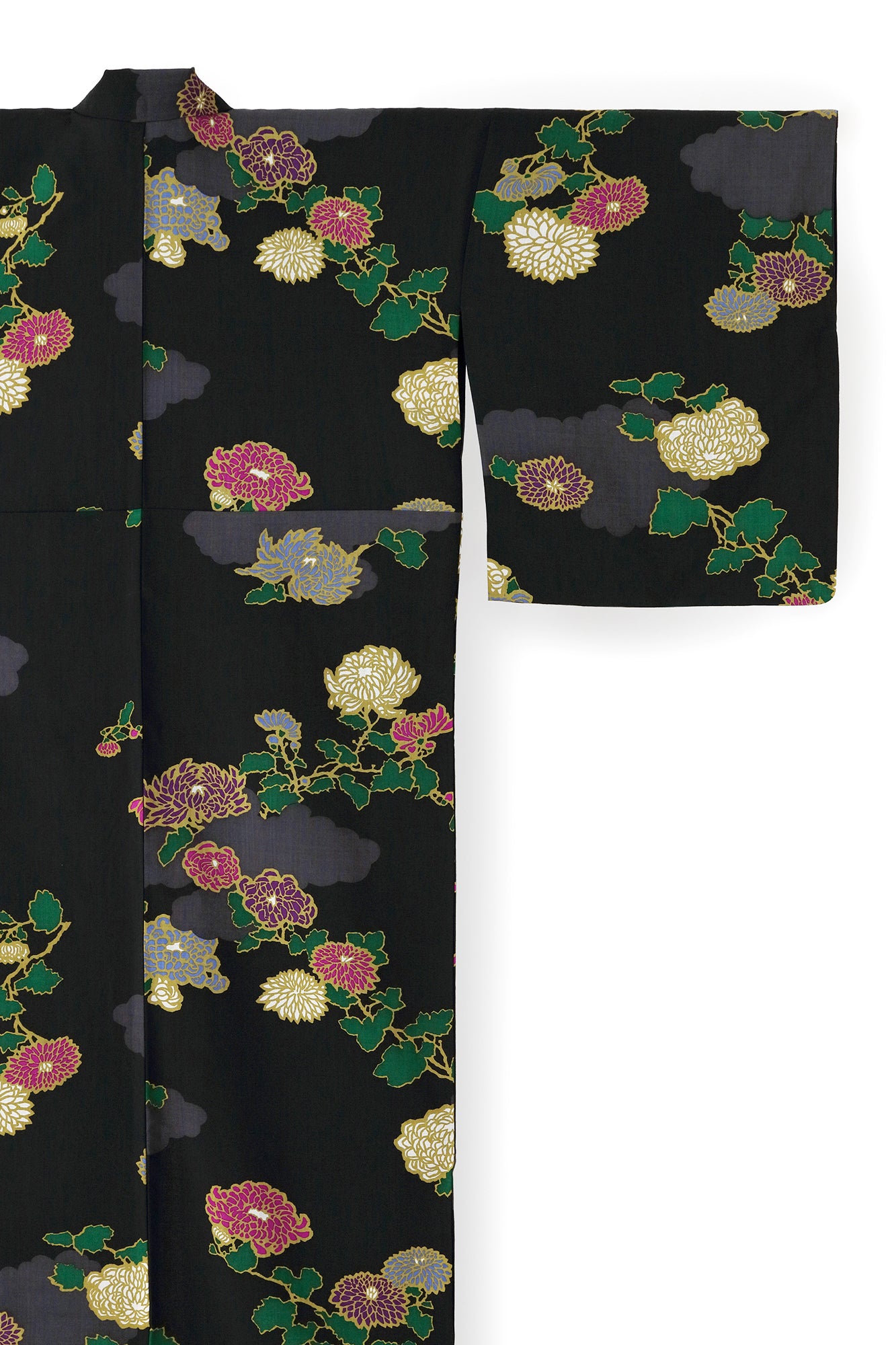 【Tailoring Included】Muslin Wool Kimono (Fully Lined) / Kumodori with Chrysanthemum【Approx. 7 weeks for delivery】