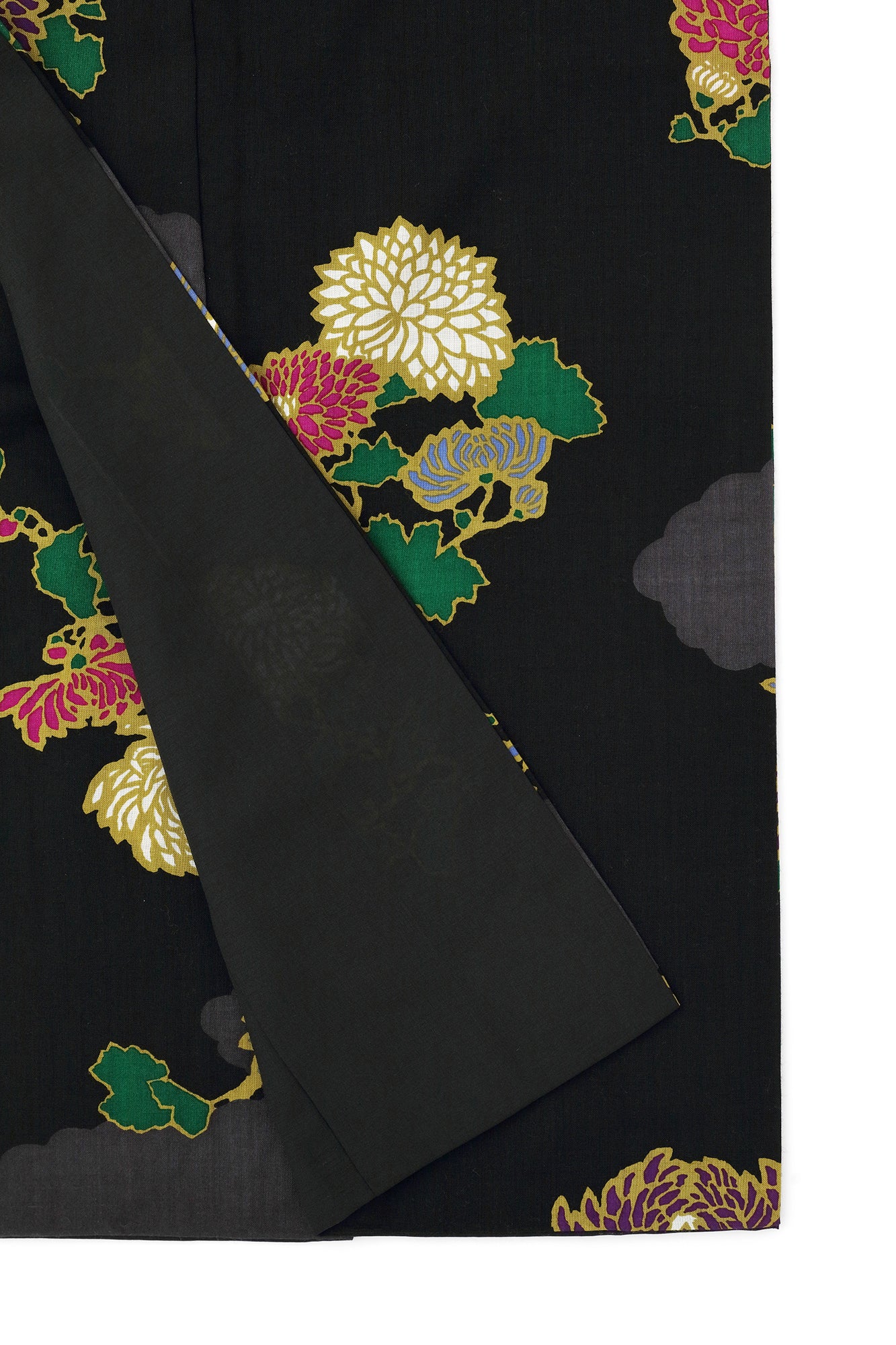 【Tailoring Included】Muslin Wool Kimono (Fully Lined) / Kumodori with Chrysanthemum【Approx. 7 weeks for delivery】