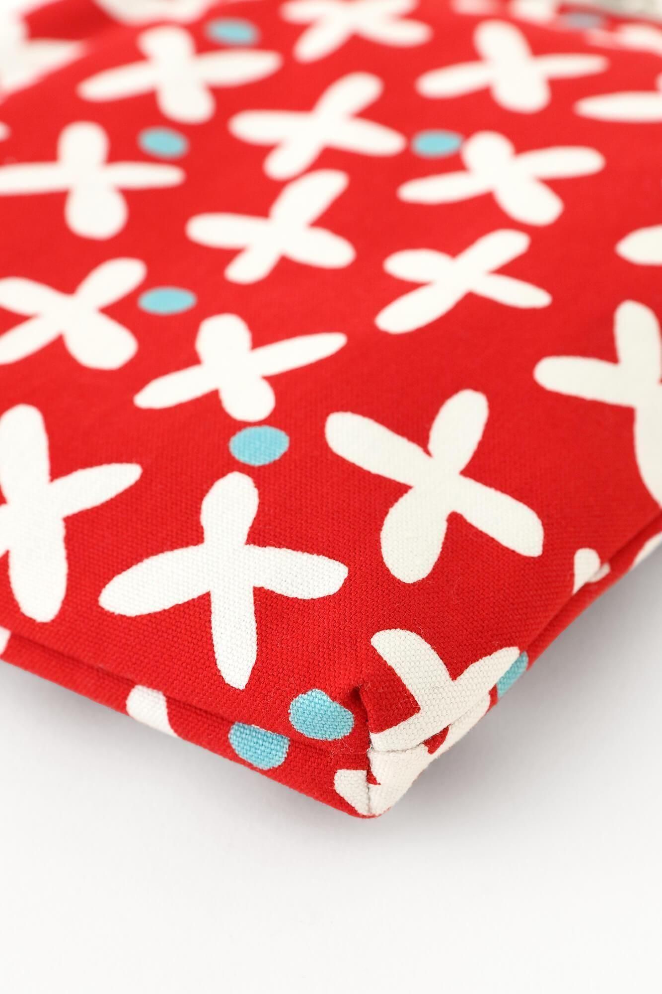 12號帆布 軟口金包 (大的)/蘿蔔草 小 深紅色