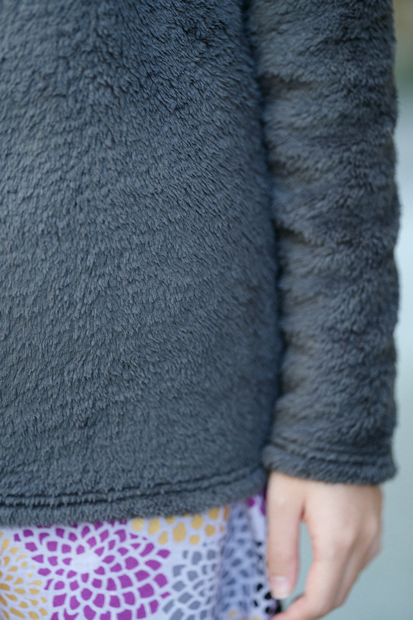 雙面毛 高領上衣/深灰色