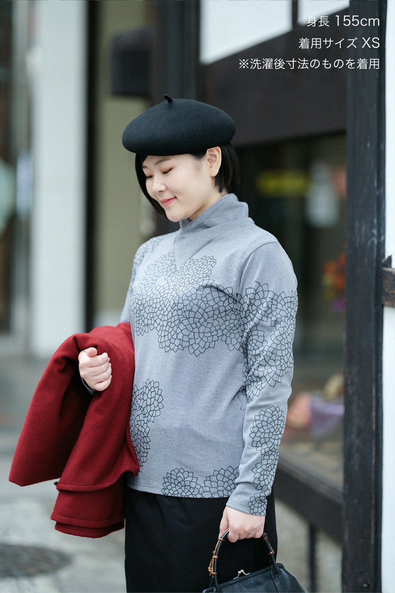 雙層 半衿秋聲 高領上衣/雲間菊 薰衣草紫灰