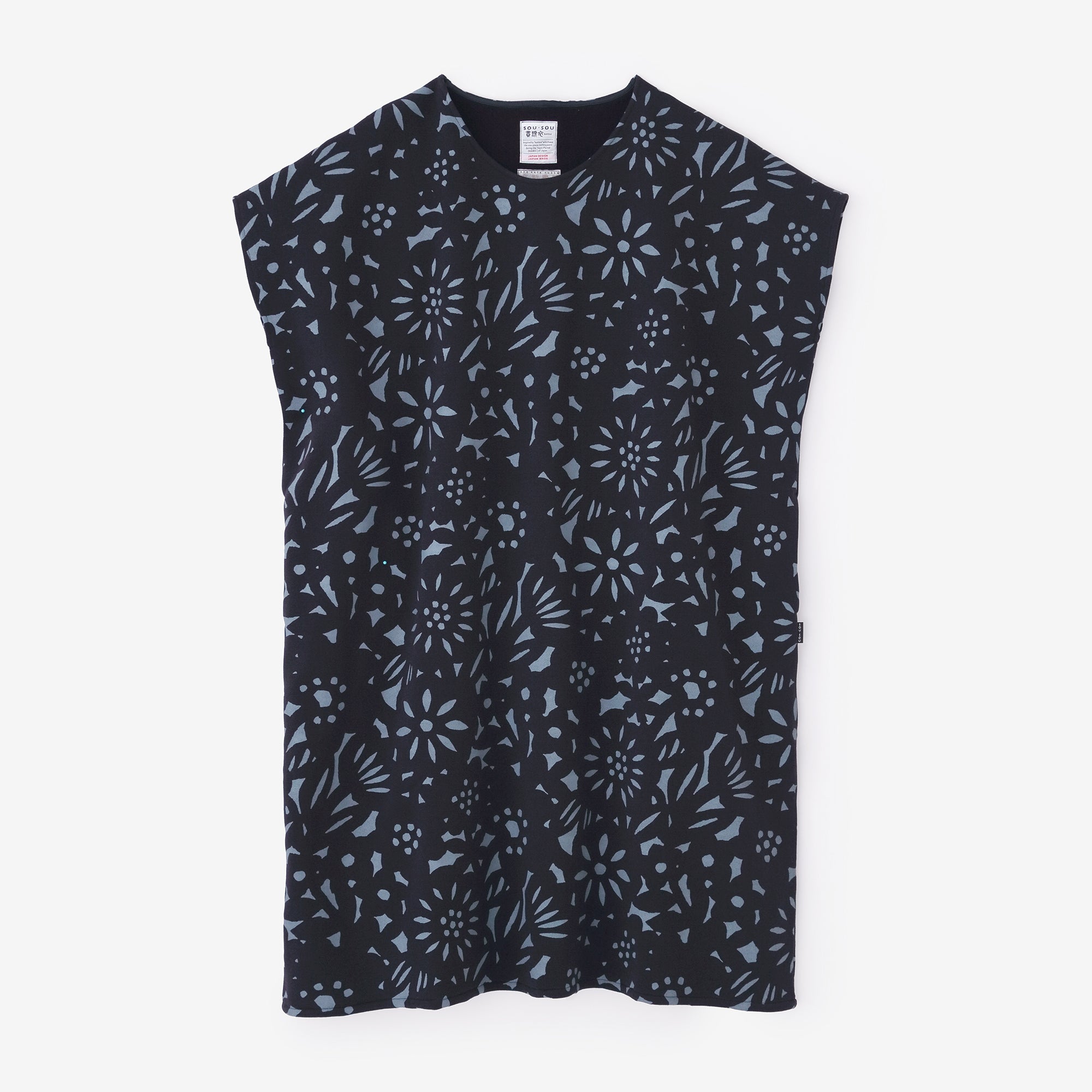 Fleece Lining Knit Rectangular Dress Shoulder Line / Paper Cutout Dark Blue