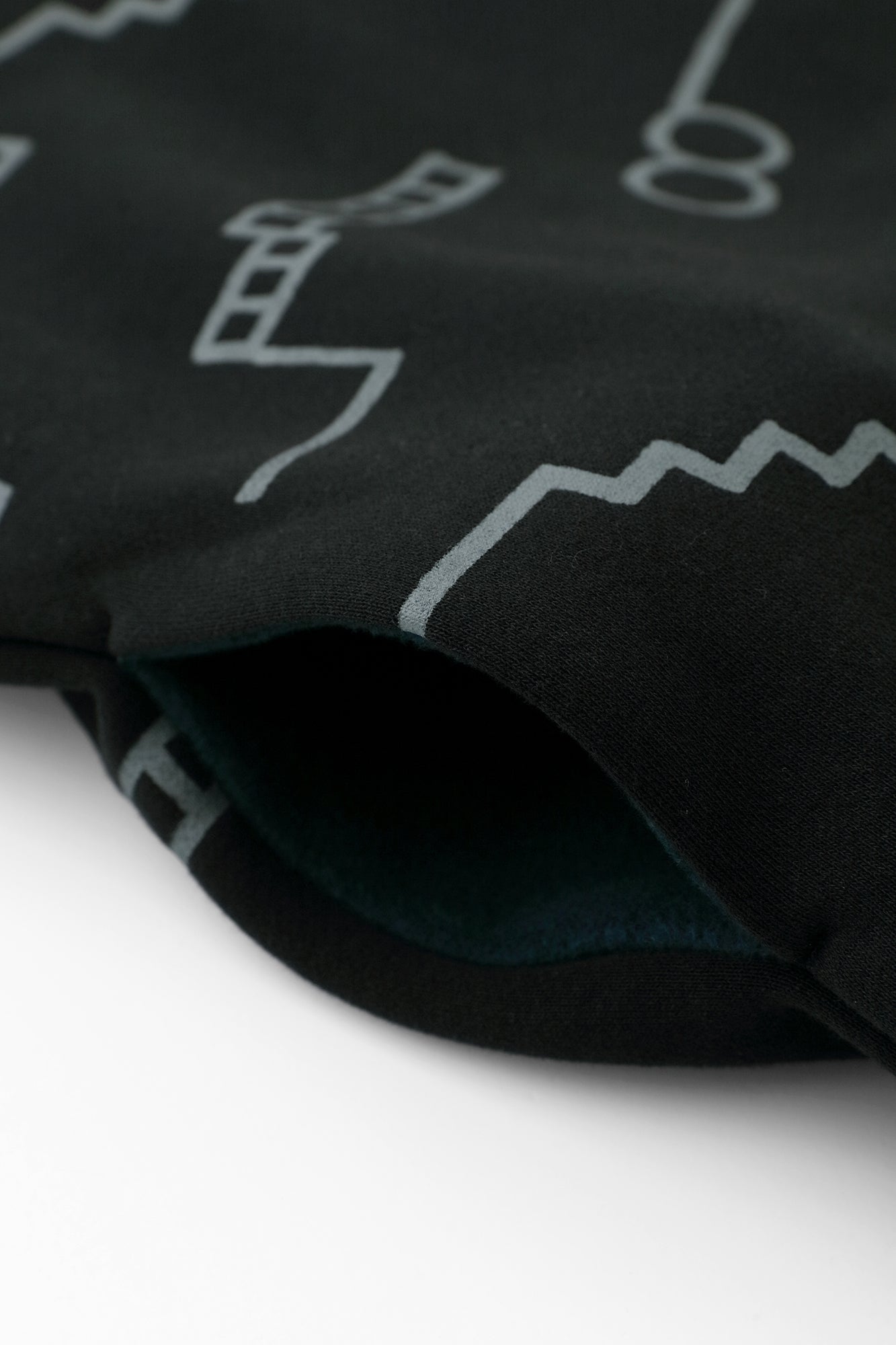 Fleece Lining Knit Rectangular Dress Shoulder Line / Chari Black