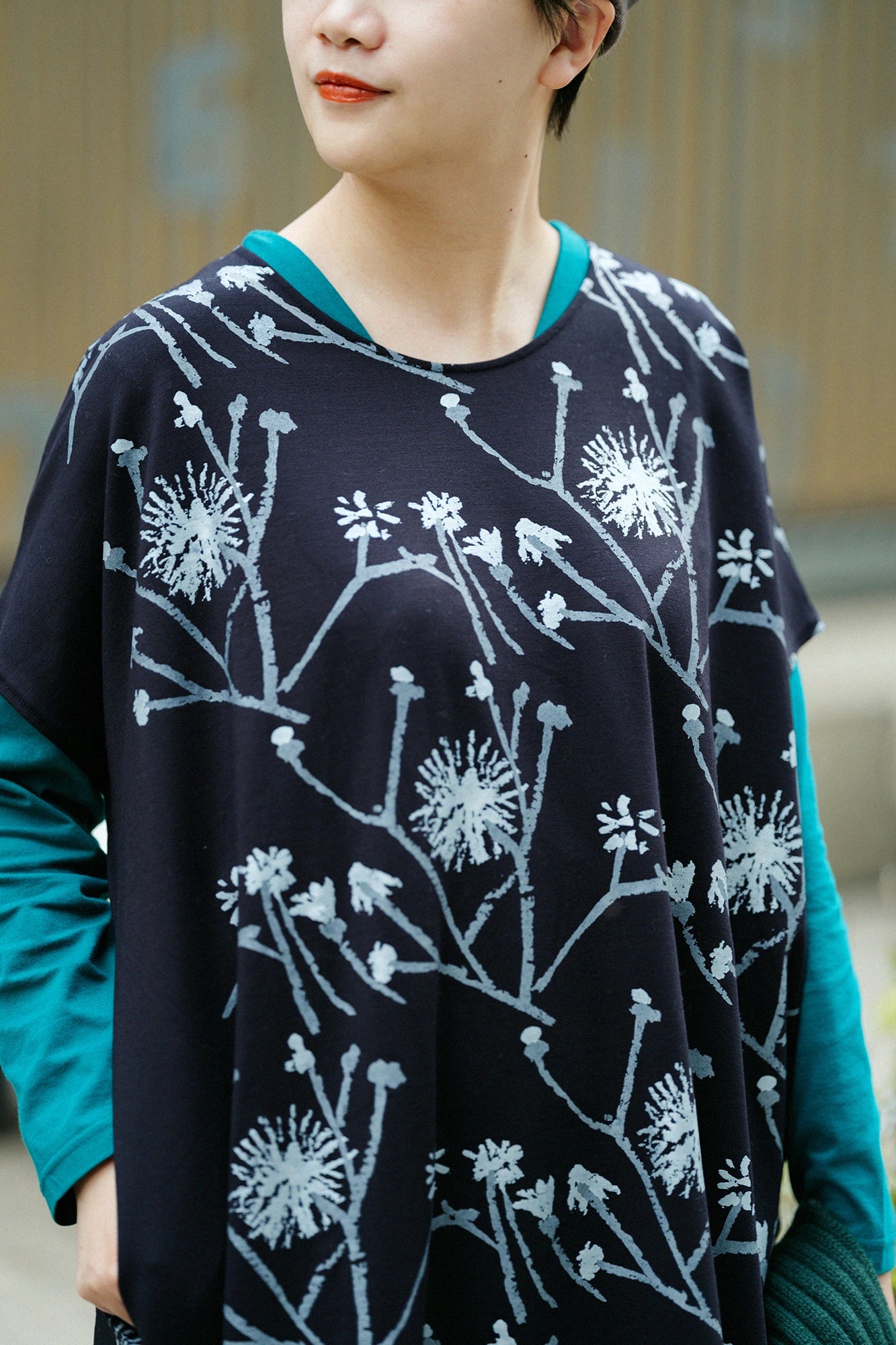 Interlock Knitting Rectangular Dress Shoulder Line/Walkway and Blank Black Blue