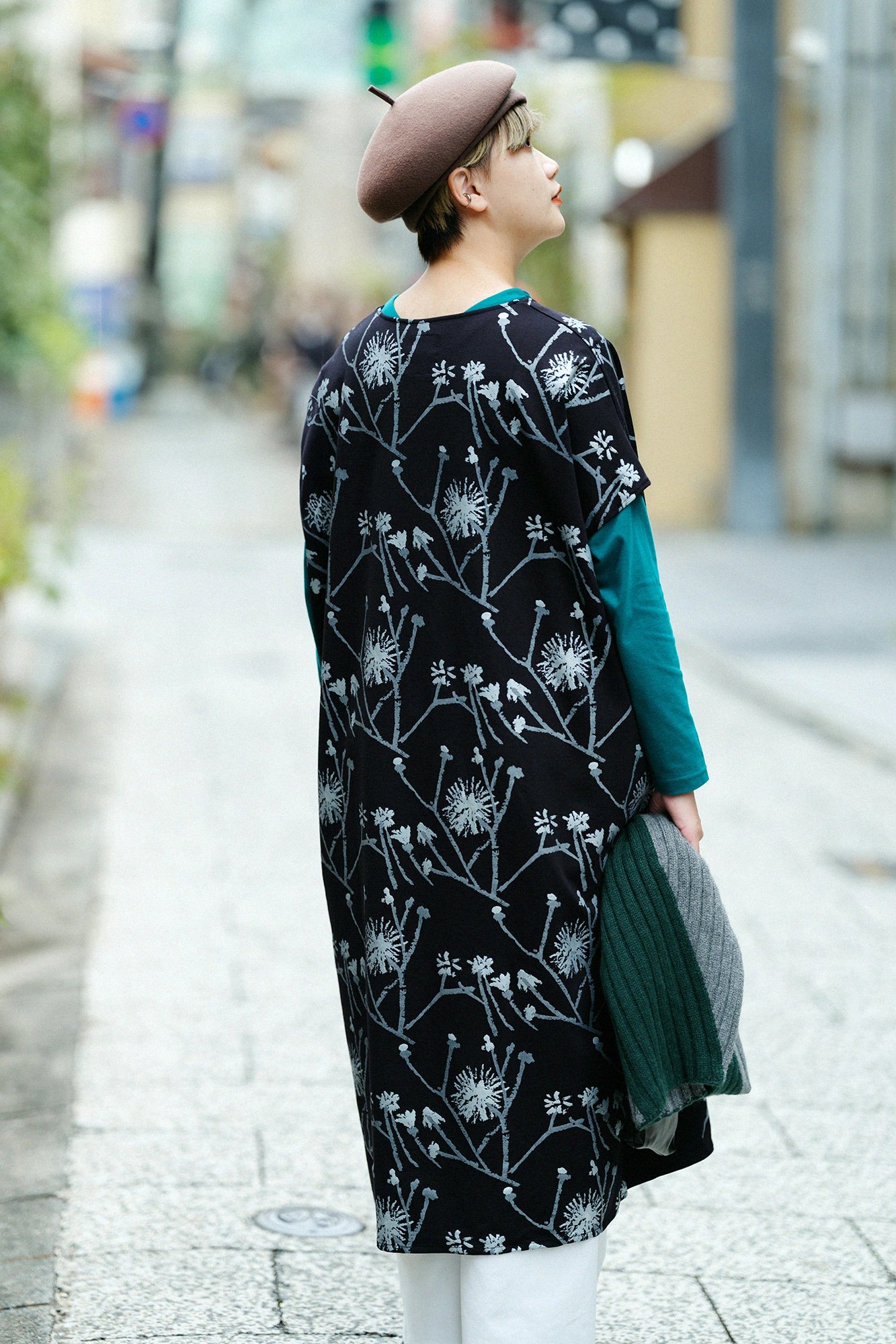 Interlock Knitting Rectangular Dress Shoulder Line/Walkway and Blank Black Blue