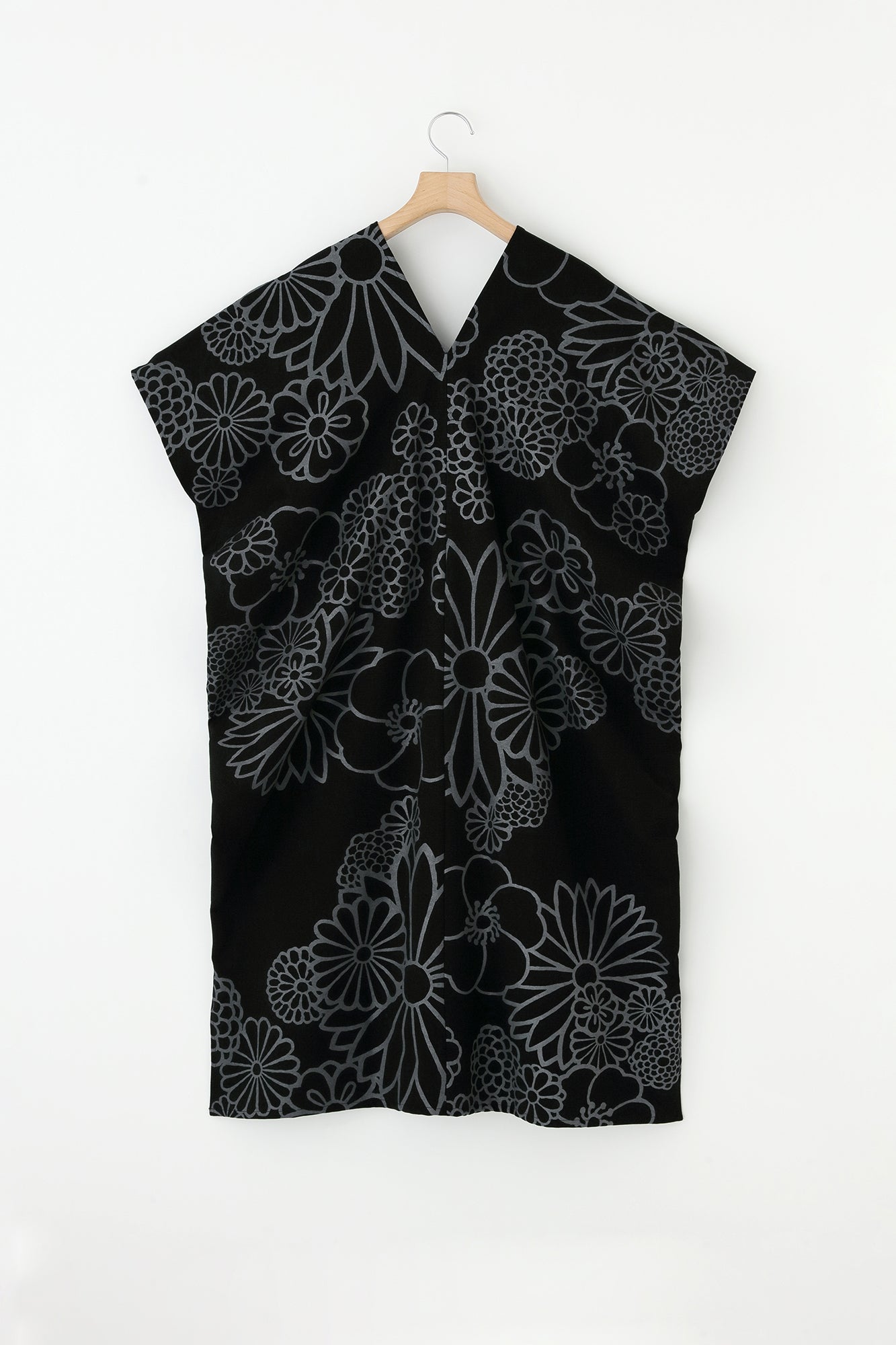 雙面編 長方形洋裝 拼接/金襴緞子 黑色