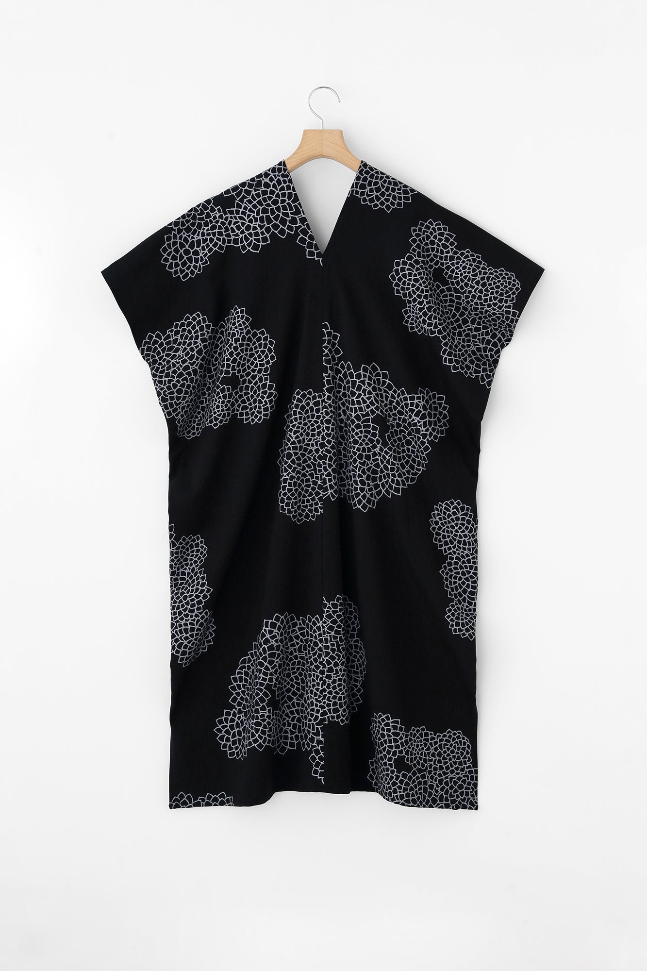 雙面編 長方形洋裝 拼接/雲間菊 黑藍色