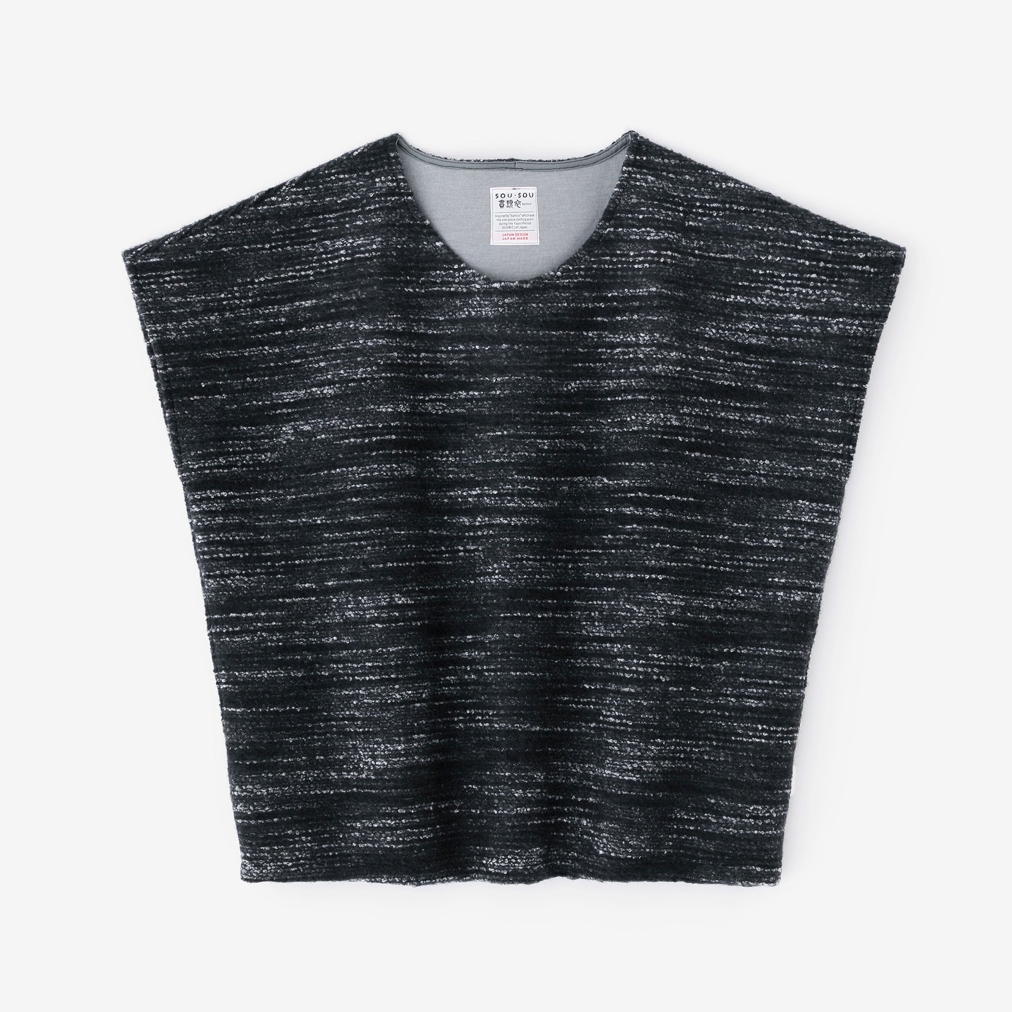 Dual-layered Knit Trapezoidal Top Shoulder Line / Dark Greyish Navy