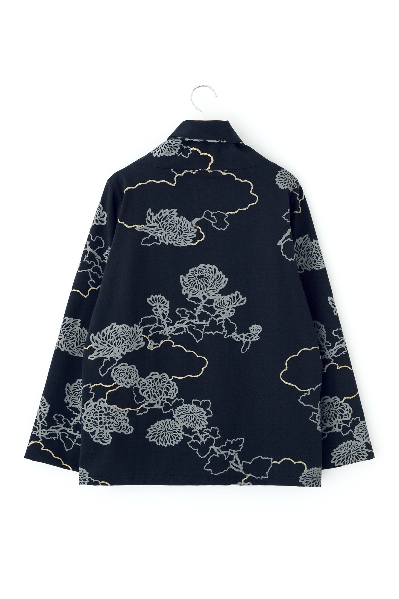 60-count Double Yarn Jersey Knit Earl Taifu Cardigan / Kumodori with Chrysanthemum and Blank Dark Blue