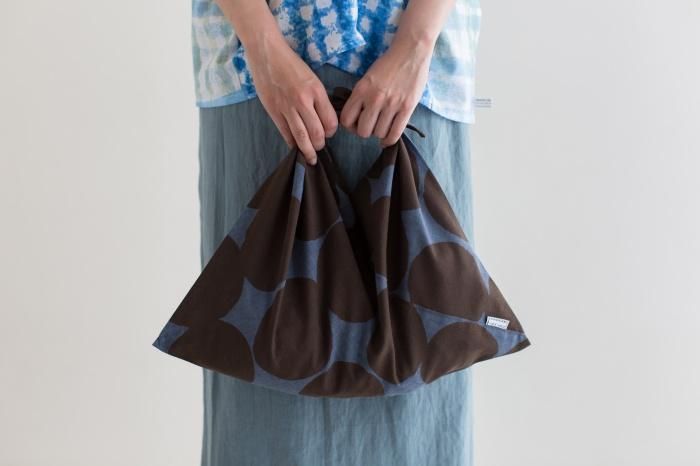 Isemomen Cotton Kohabaori Eco Bag / Marbles Large Lead Color×Brown