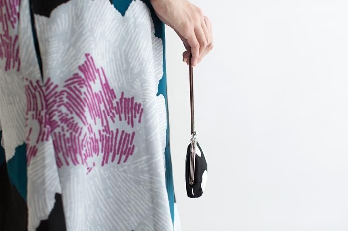 12号帆布 軟(なん)がま口 (親子)/すいぎょく 濡羽色(ぬればいろ)×つくも