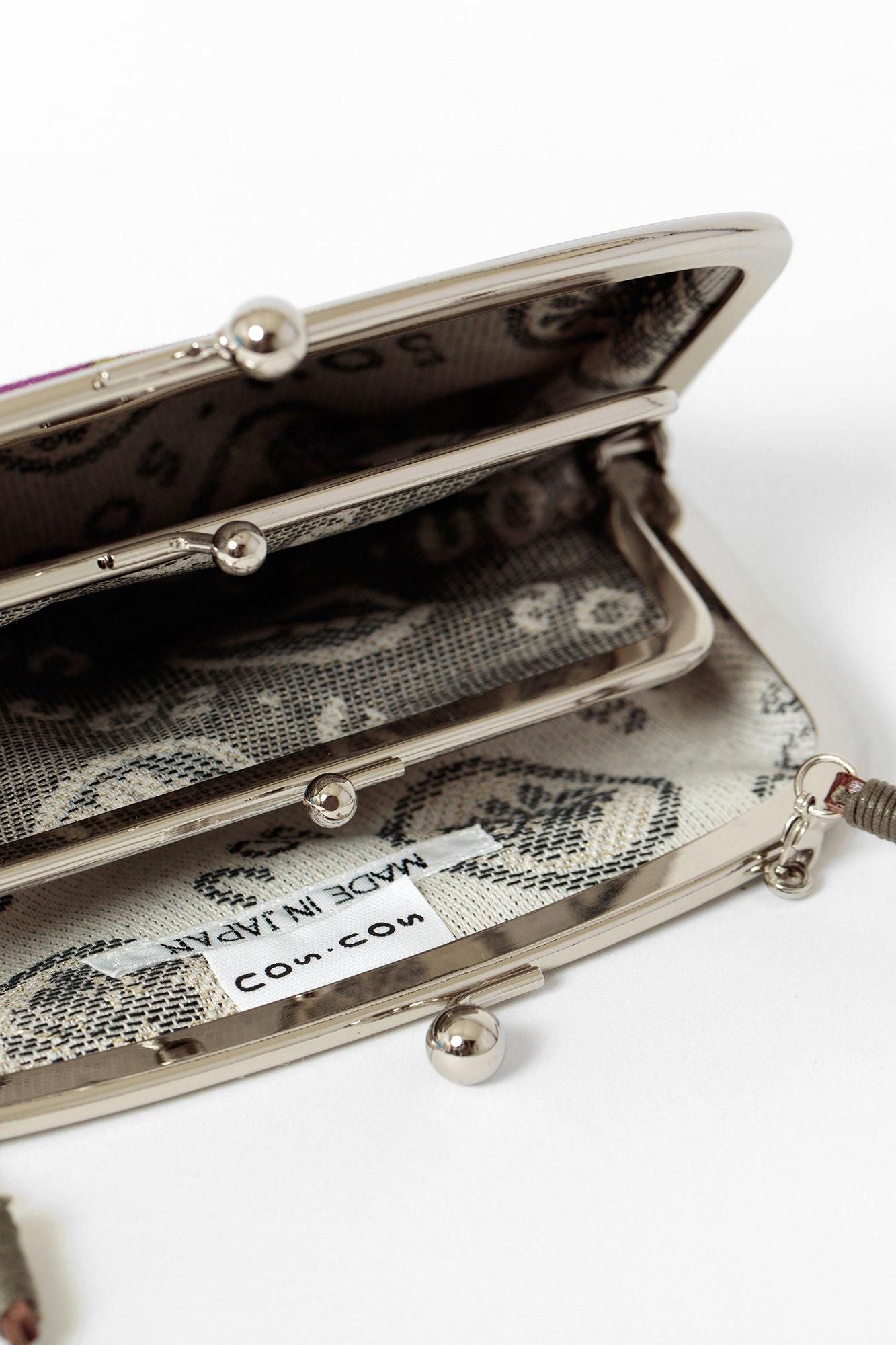 No.12 Soft Canvas Soft Gamaguchi Clasp Purse (Double Layer)/ Polka Dots Black × White