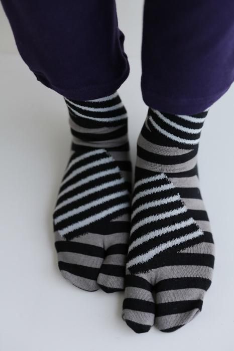 分趾襪(普通長度)/島 黑色×淺灰色 【男・女性用】