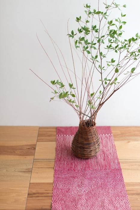 Isemomen Cotton Textile Handkerchief / Intervals Beige x Azuki Bean