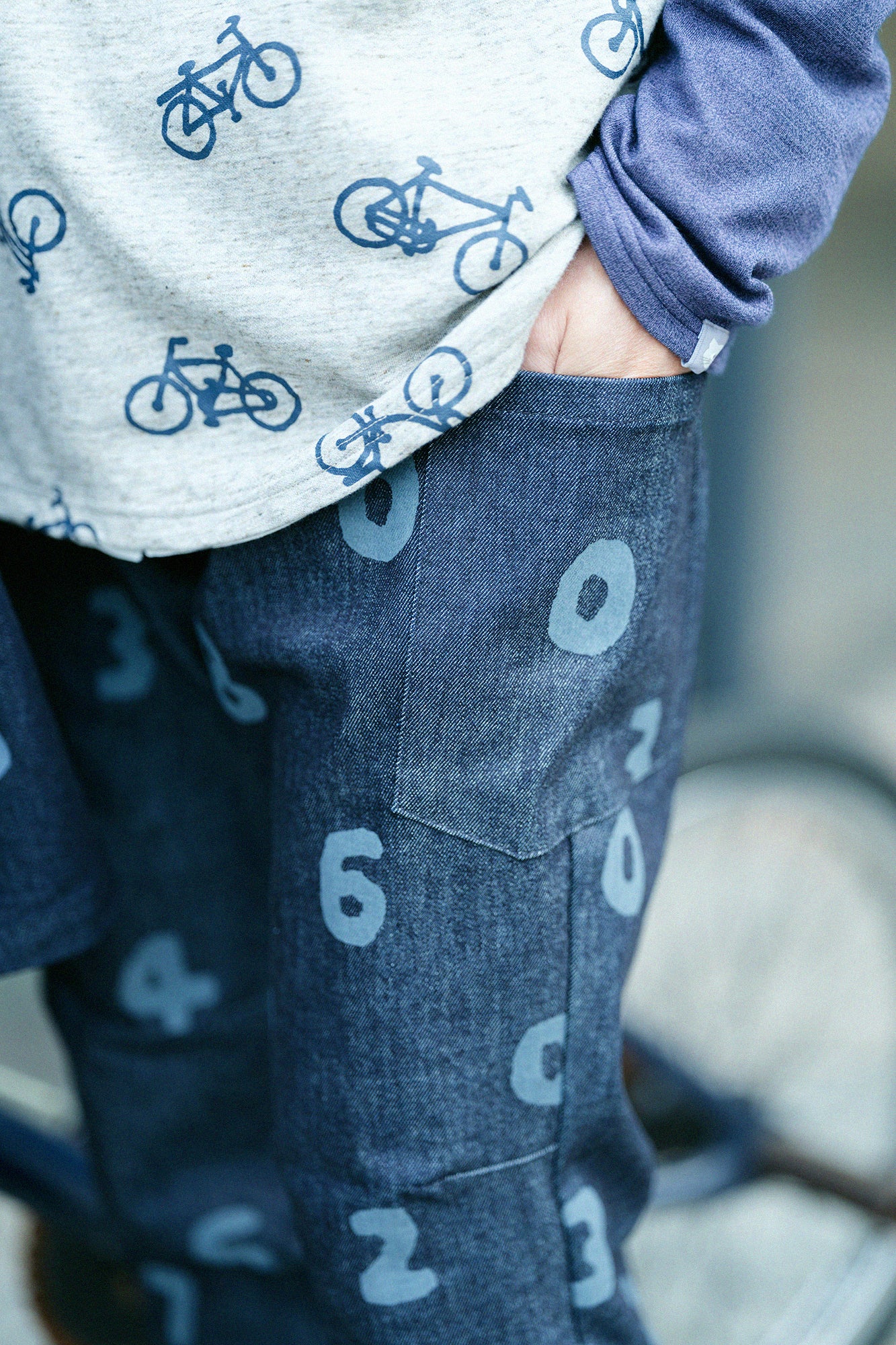 彈性牛仔布BIKE 工作褲/古銅色x SO-SU-U 靛藍色