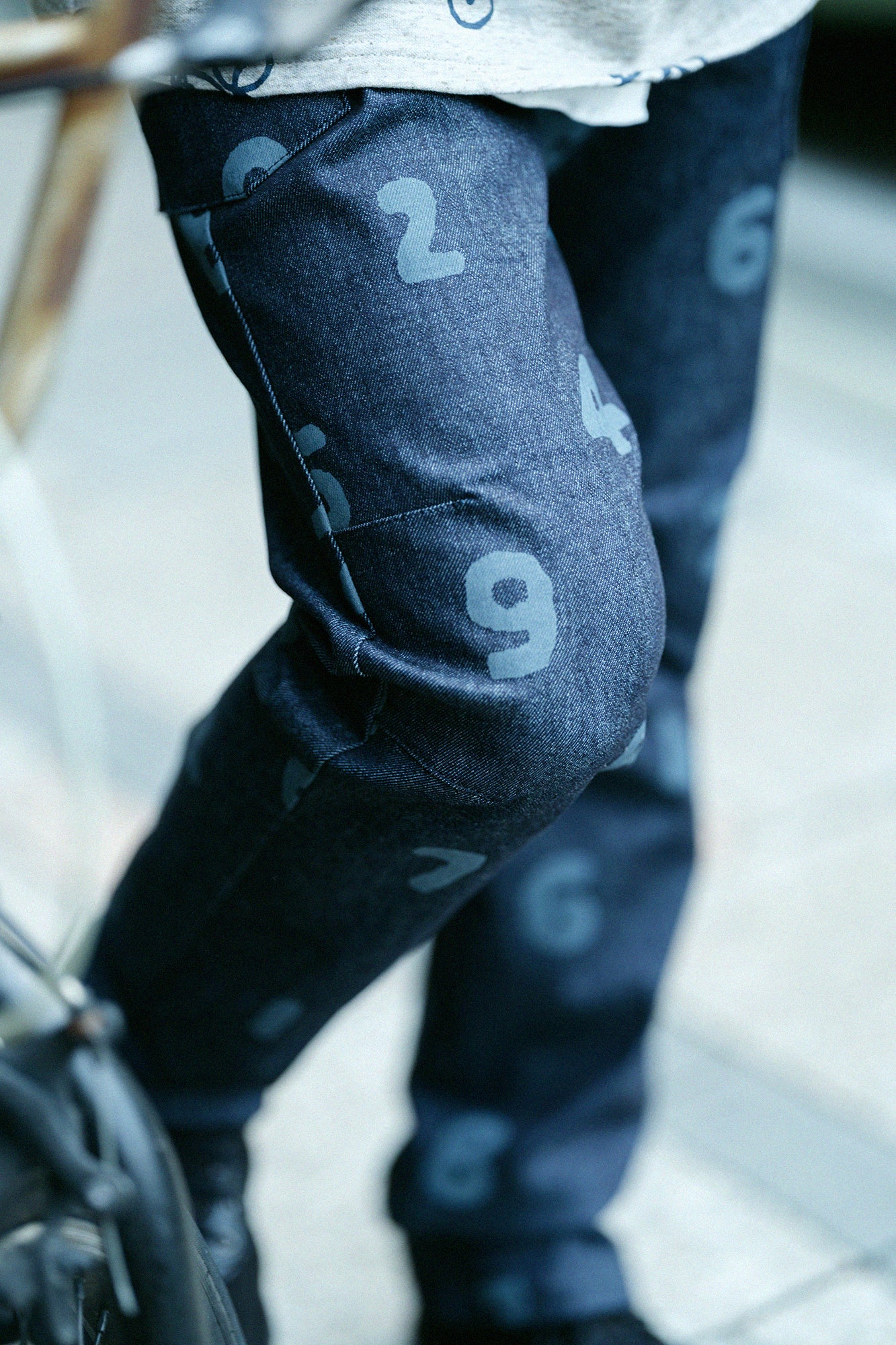 彈性牛仔布BIKE 工作褲/古銅色x SO-SU-U 靛藍色