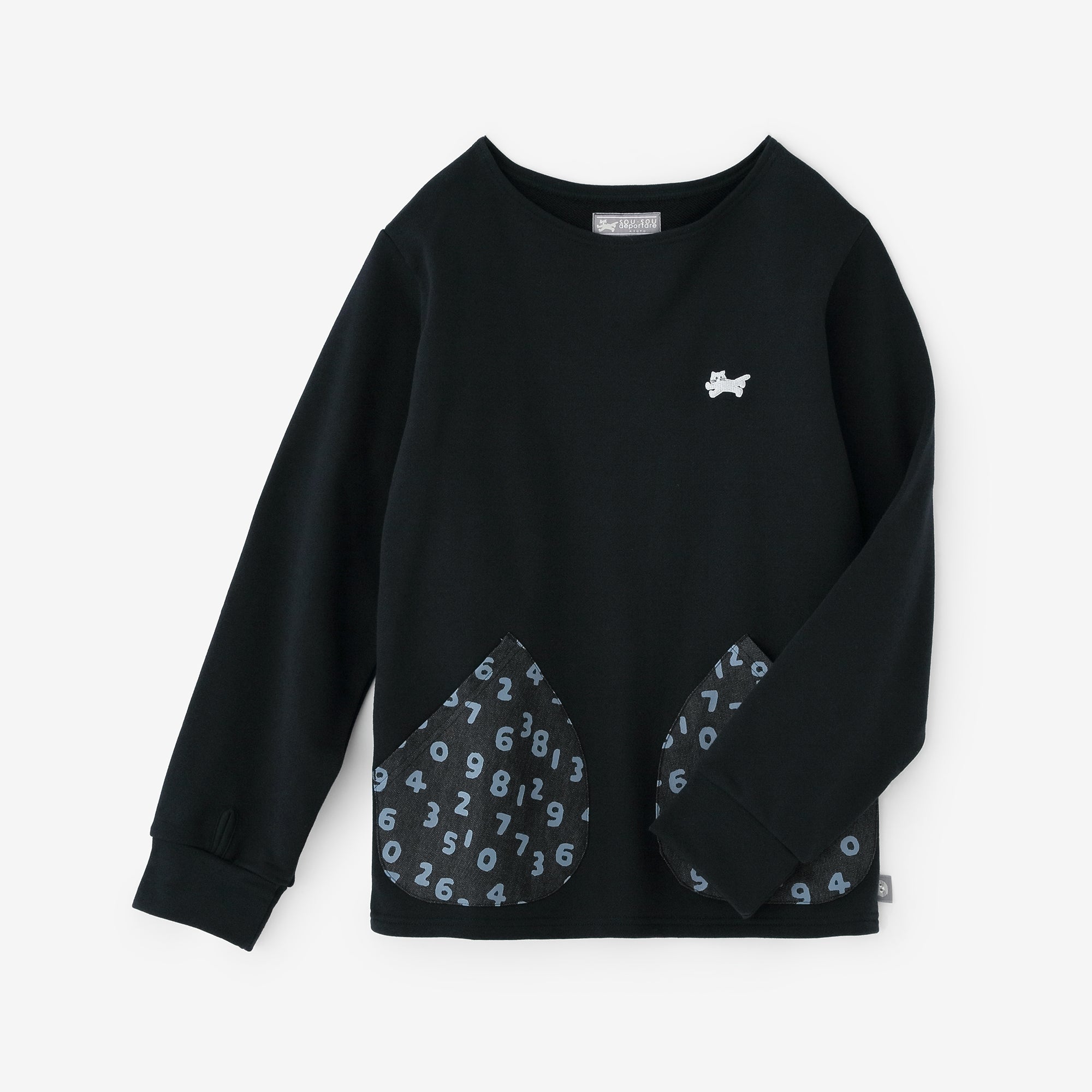 Fleece Boat Neck Sweat Shirt/Navy×SO-SU-U Kon