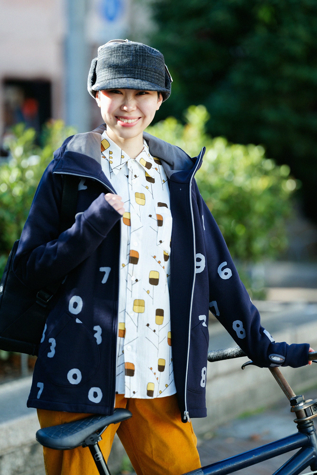 內抓毛BIKE 連帽外套/SO-SU-U十數和留白 深藍色